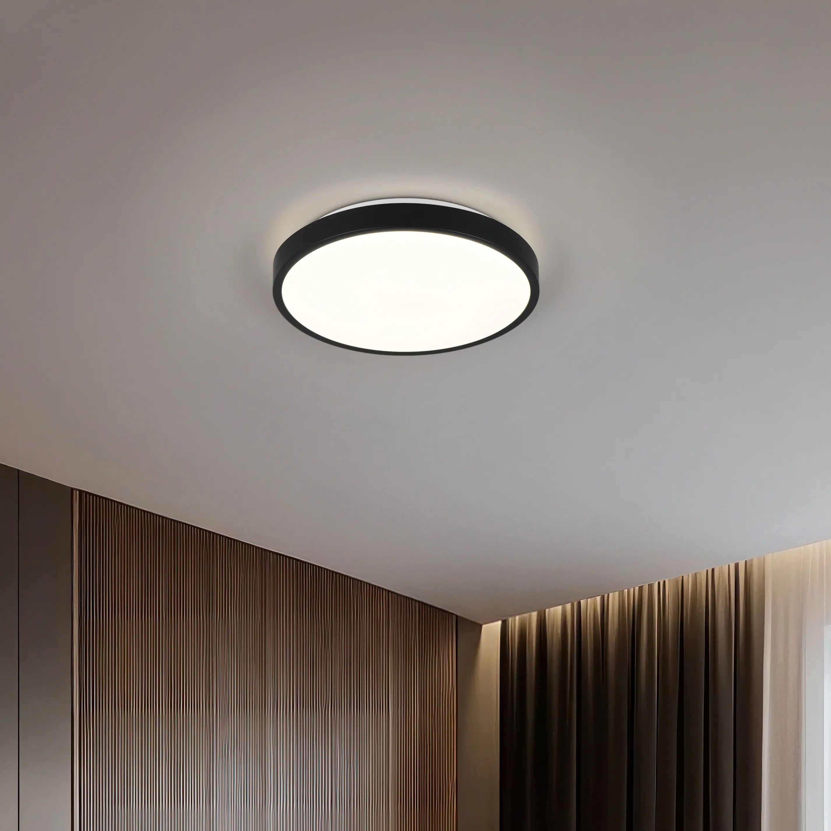 Reality LED-Deckenleuchte Slope Ø28,5 cm schwarz matt warmweiß