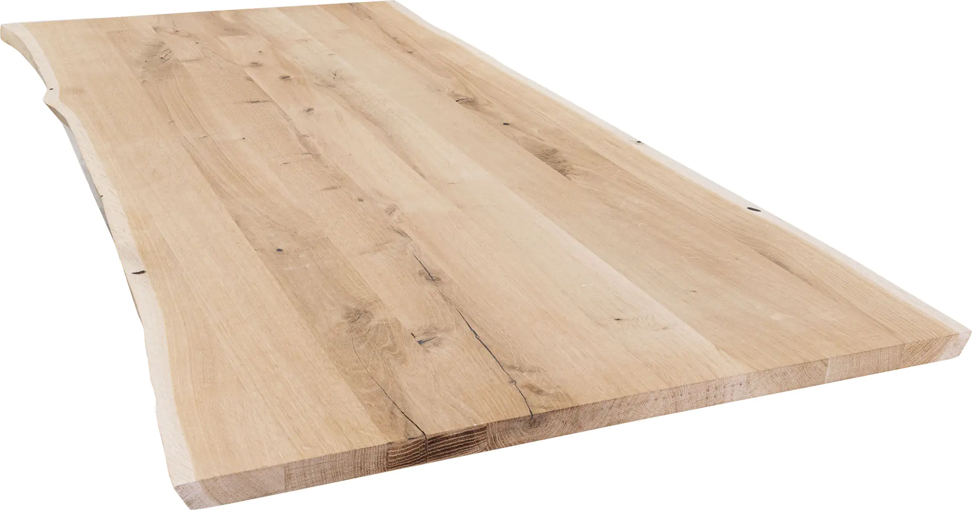 Tischplatte Eiche massiv mit natürlicher Kante 180 x 90 x 2,6 cm Tischplatte Eiche massiv mit natürlicher Kante 180 x 90 x 2,6 cm