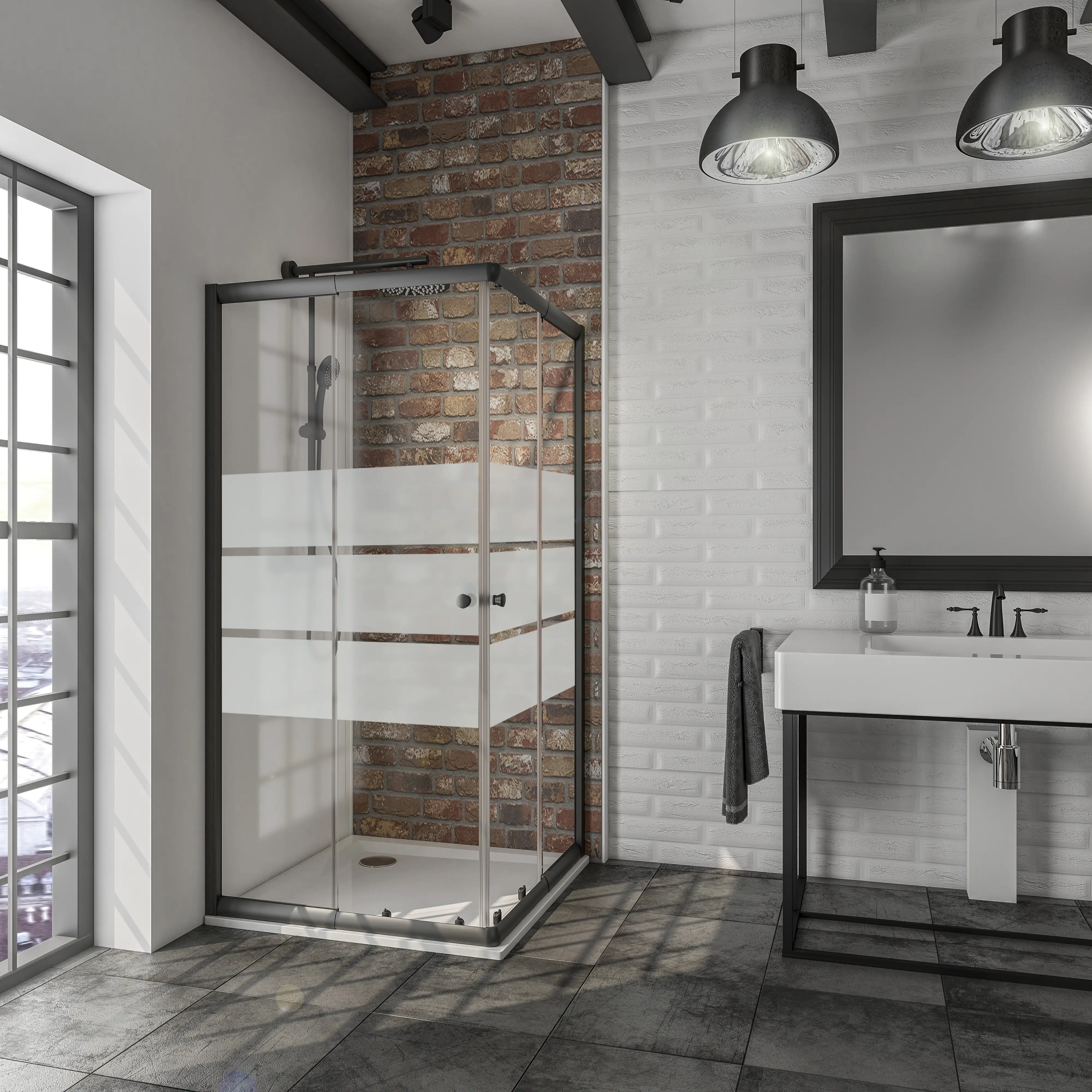 Schulte Eckeinstieg Sunny mit Schiebetüren und Dekorglas 75 - 90 x 180 cm mattschwarz Schulte Eckeinstieg Sunny mit Schiebetüren und Dekorglas 75 - 90 x 180 cm mattschwarz