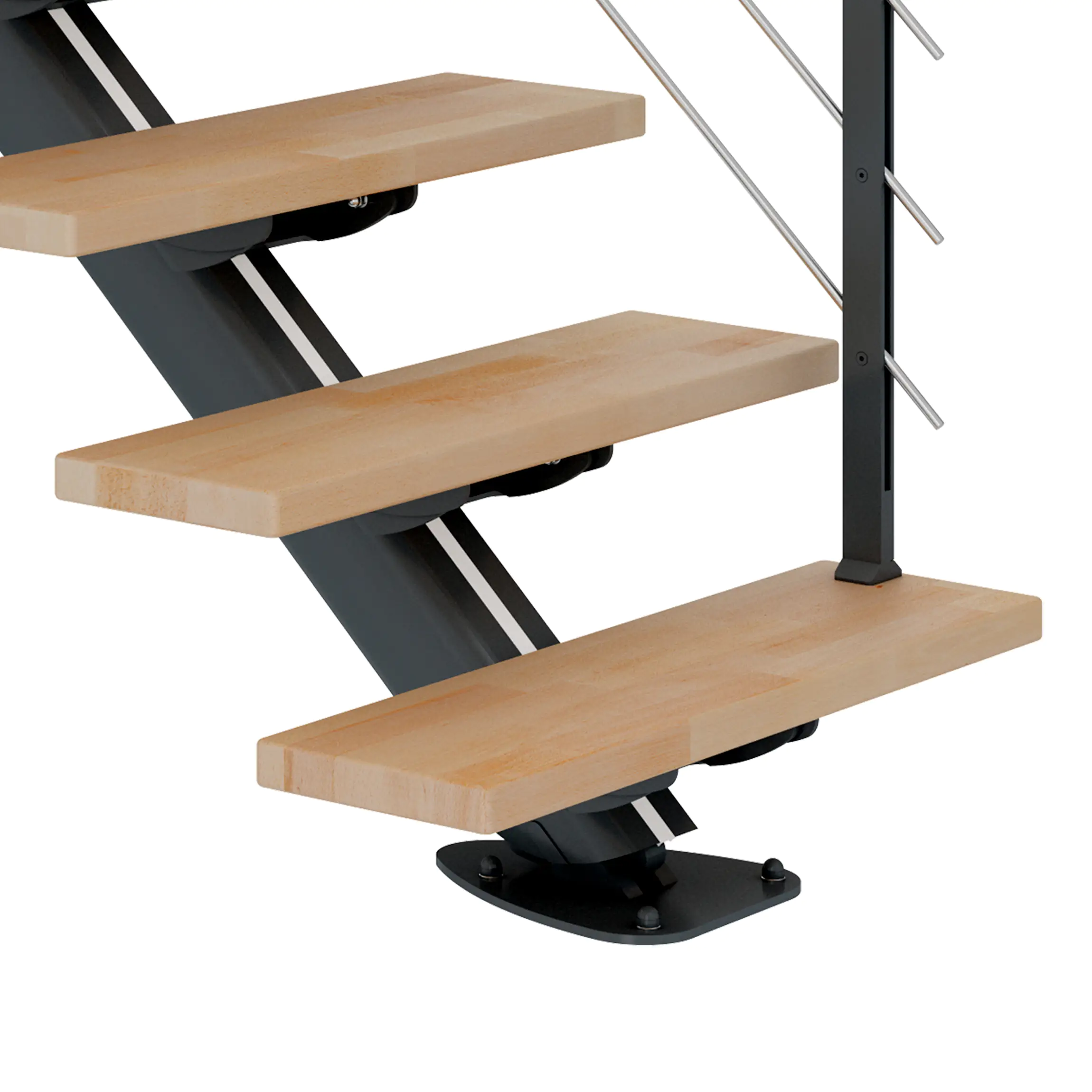 Dolle Mittelholmtreppe Sydney Buche 75 cm 11 Stufen gerade mit Geländer anthrazit