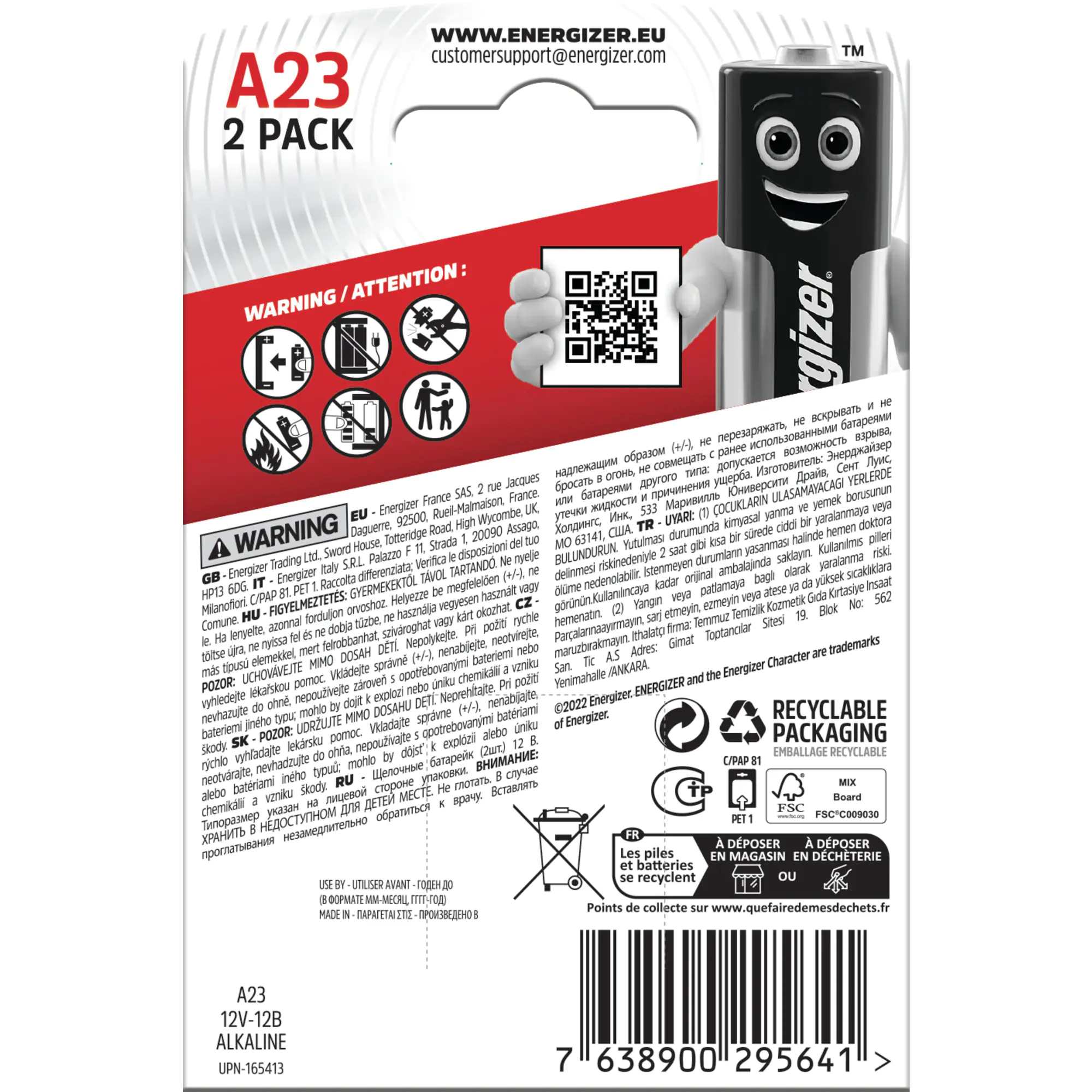 Energizer Alkaline Fotobatterie A23/E23A 12 V, 2er Pack