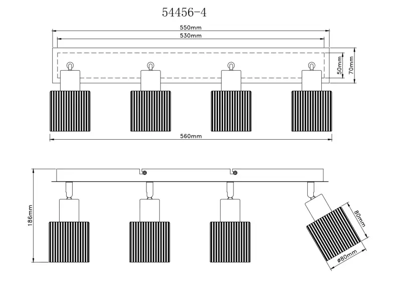 Globo Strahler Villegas 56 x 18,6 cm L x H schwarz-chrom matt