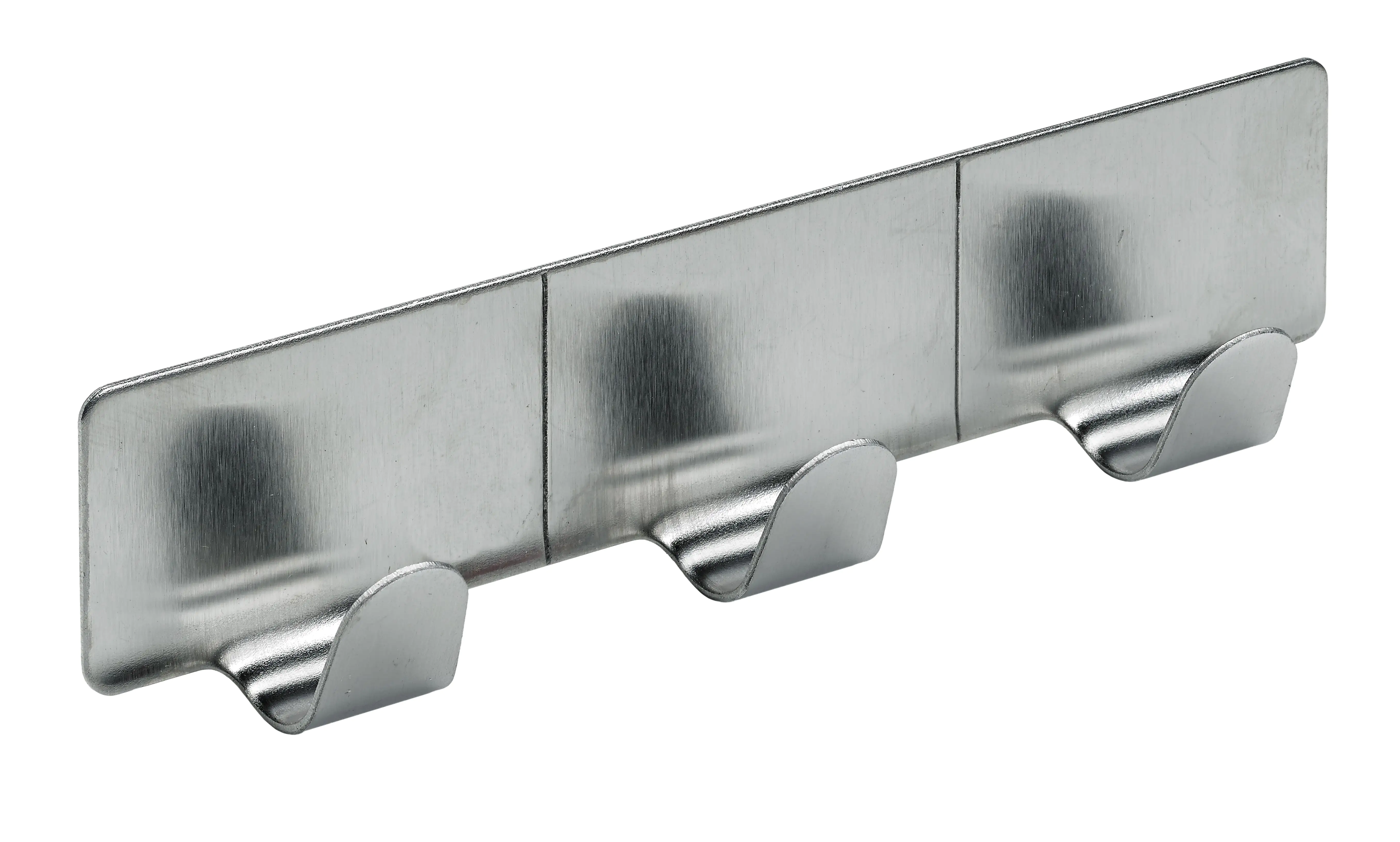 Hettich Hakenleiste selbstklebend 3 Haken Stahl, Edelstahl Optik, 1 Stück