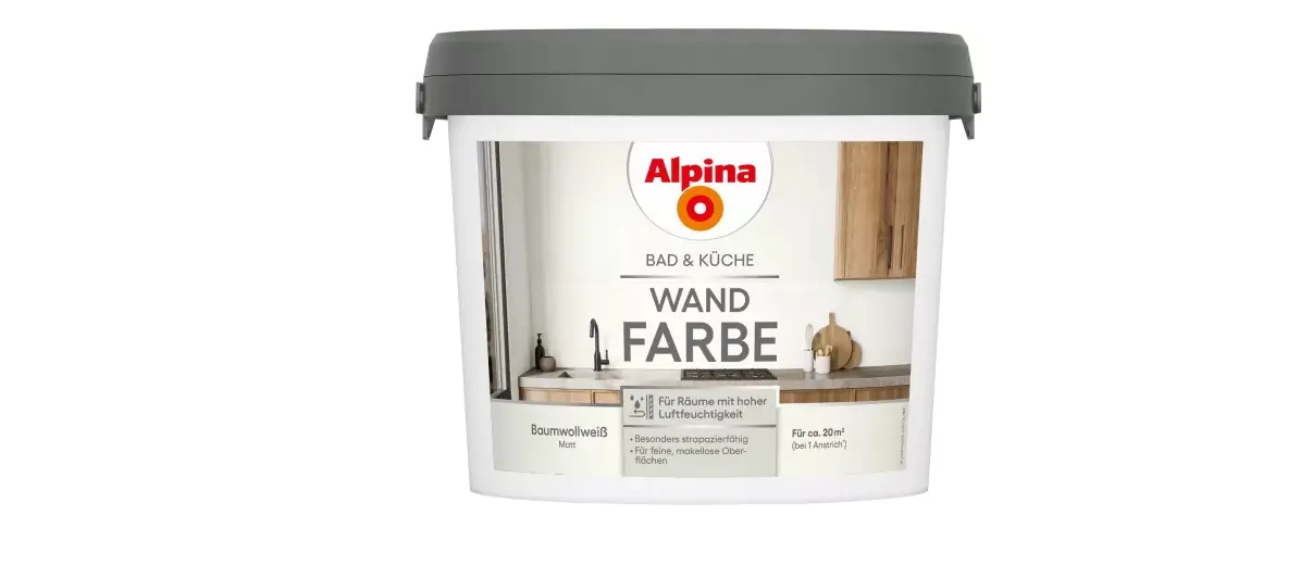 Alpina Wandfarbe für Küche & Badezimmer Baumwollweiß 2,5 L