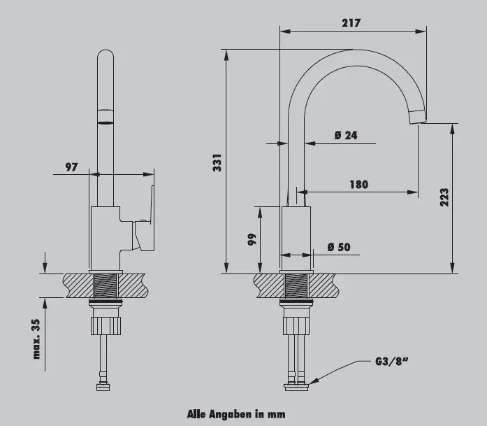 Primaster Küchenarmatur Münster schwarz mit Wassersparfunktion