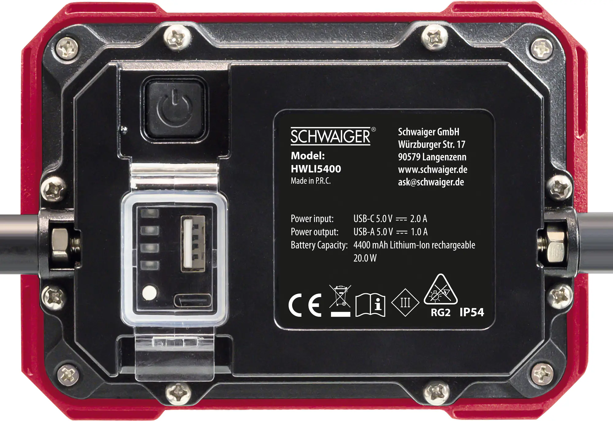 Schwaiger Akku LED-Baustrahler HWLI5400 IP54 20 W 1600 lm zusammenklappbar 