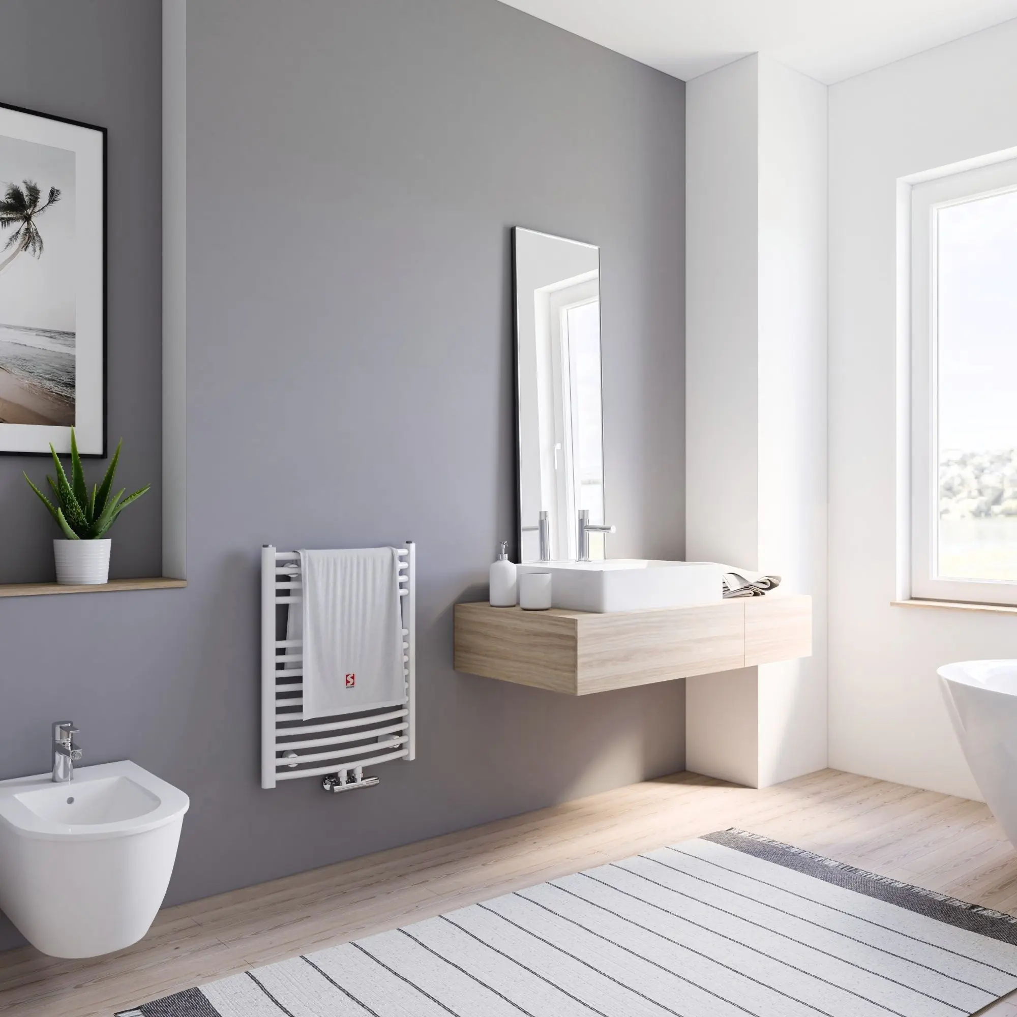 Schulte Design-Heizkörper Europa mit Mittelanschluss 69,5 x 50 cm alpinweiß 309 W