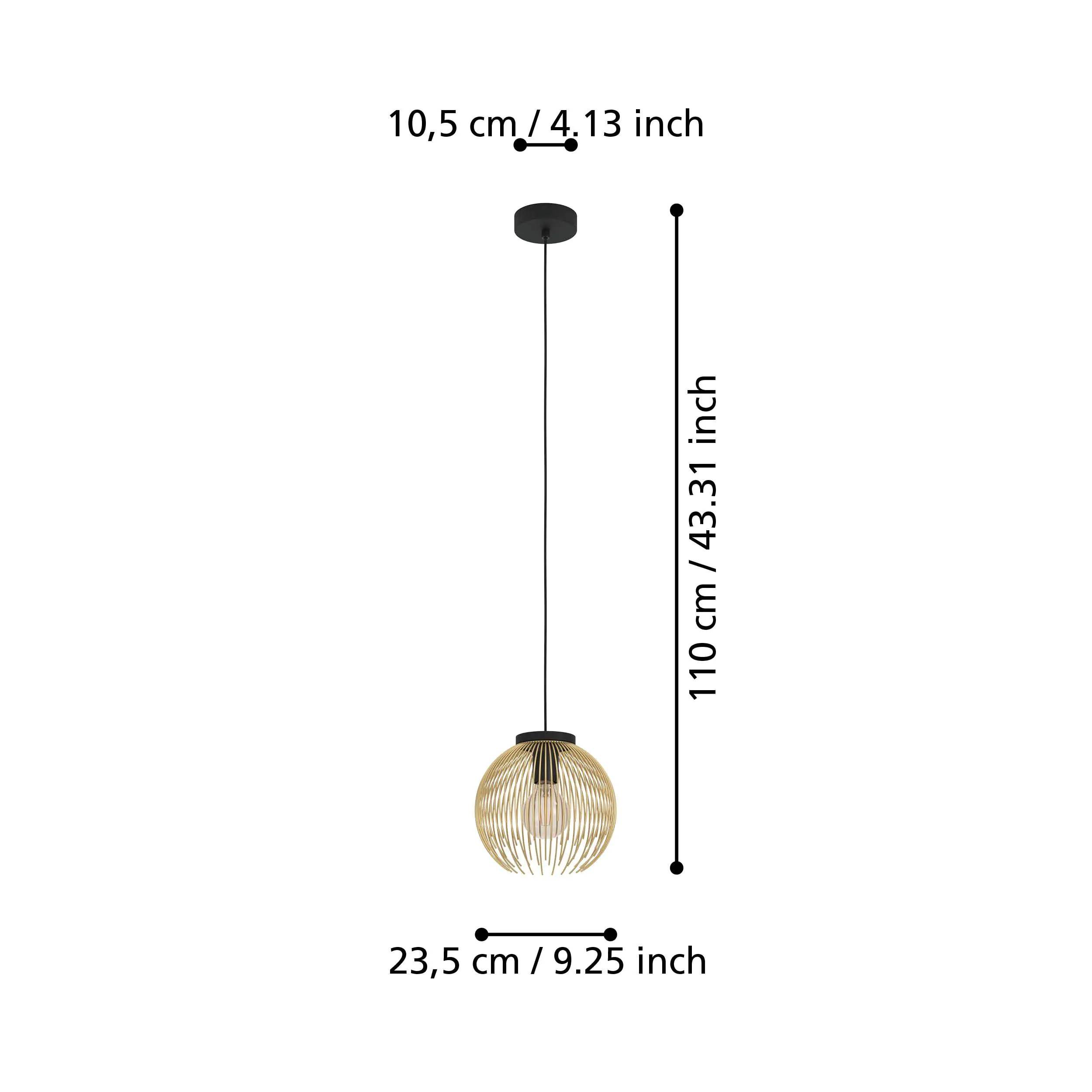Eglo Pendelleuchte Venezuela gold-schwarz Ø 23,5 cm E27, max. 40 W Eglo Pendelleuchte Venezuela gold-schwarz Ø 23,5 cm E27, max. 40 W