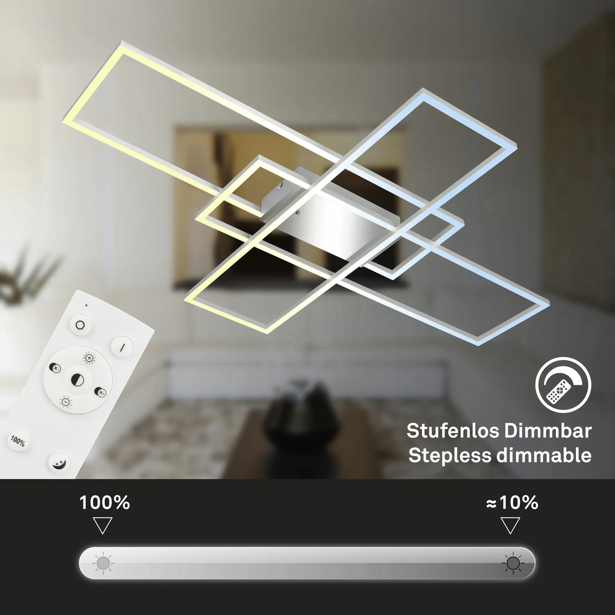 Briloner LED-Deckenleuchte Roami 104 x 71 cm chrom-aluminium CCT dimmbar