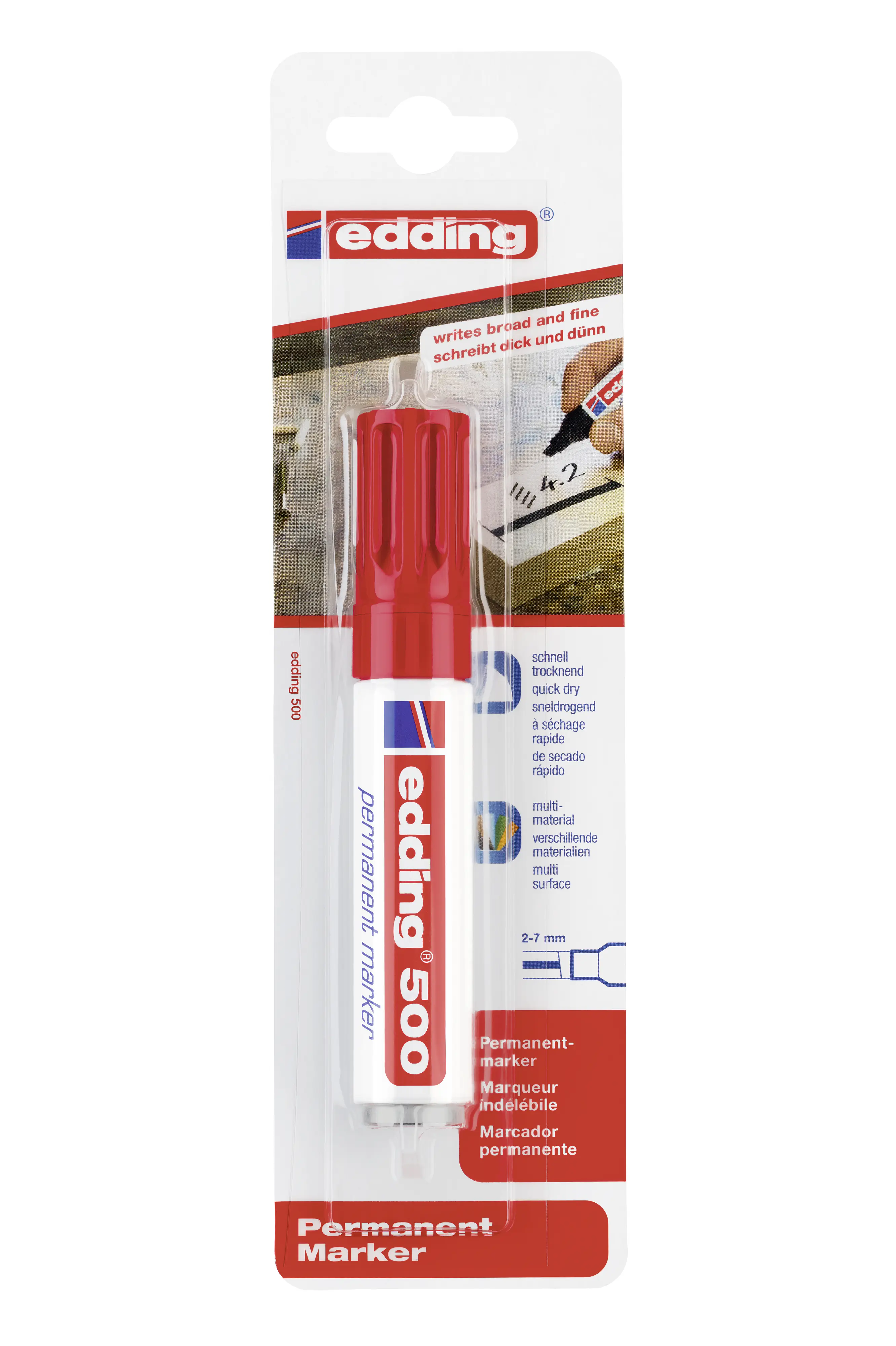 edding 500 permanent marker rot 2 - 7 mm
