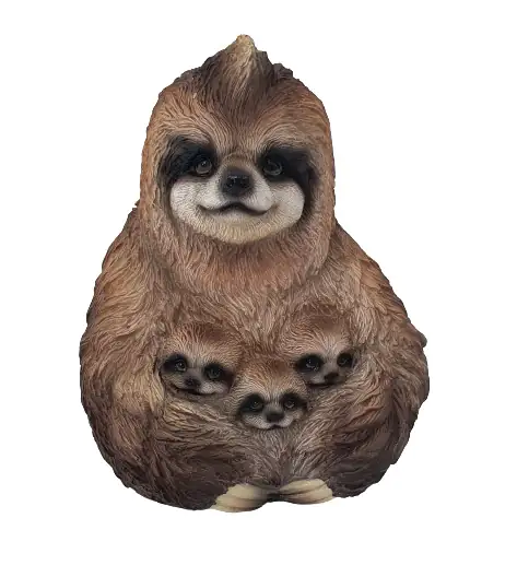 Figur Faultier Familie, klein Polyresin 10,5 x 9 x 8 cm braun