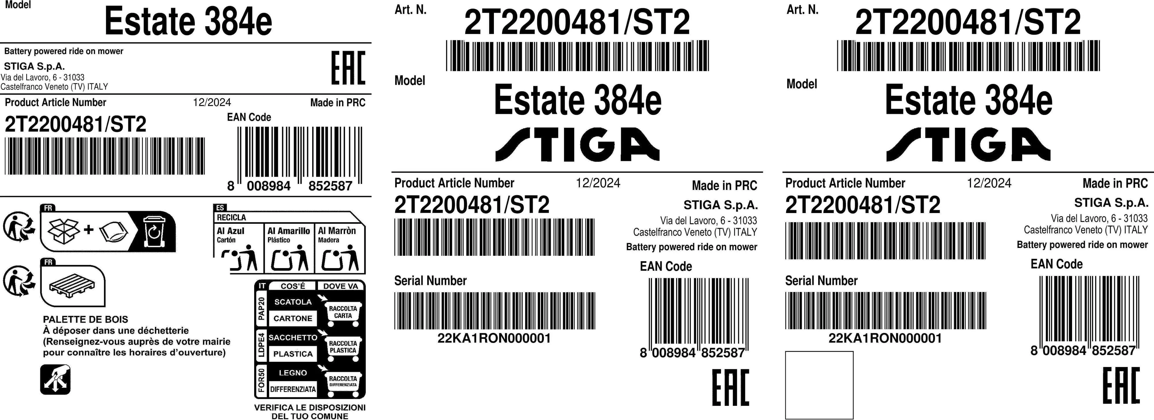 Stiga Akku Rasentraktor Estate 384e, 48 V, 84 cm Schnittbreite