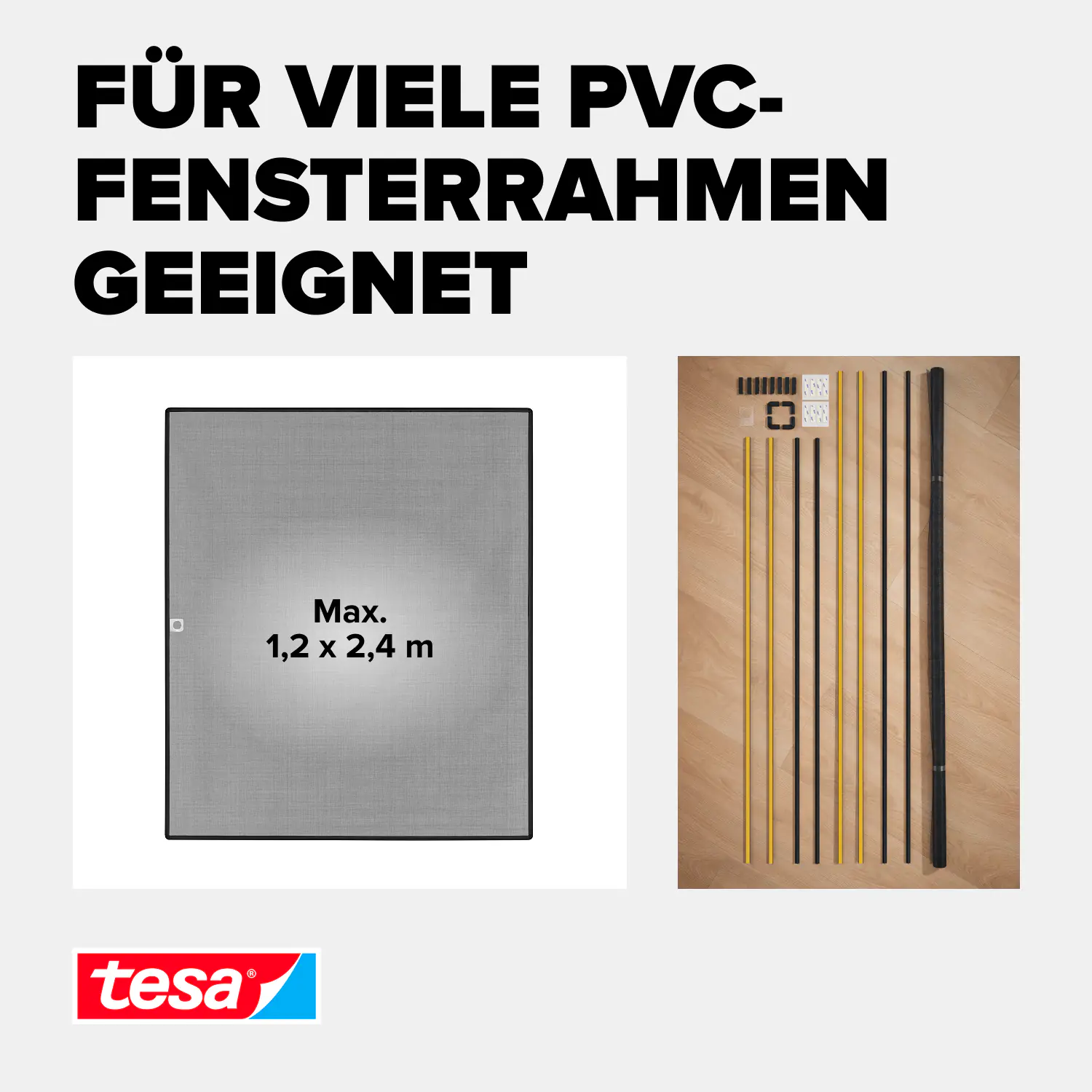 Tesa Insektenschutz Anklipsrahmen für Fenster 120 x 240 cm