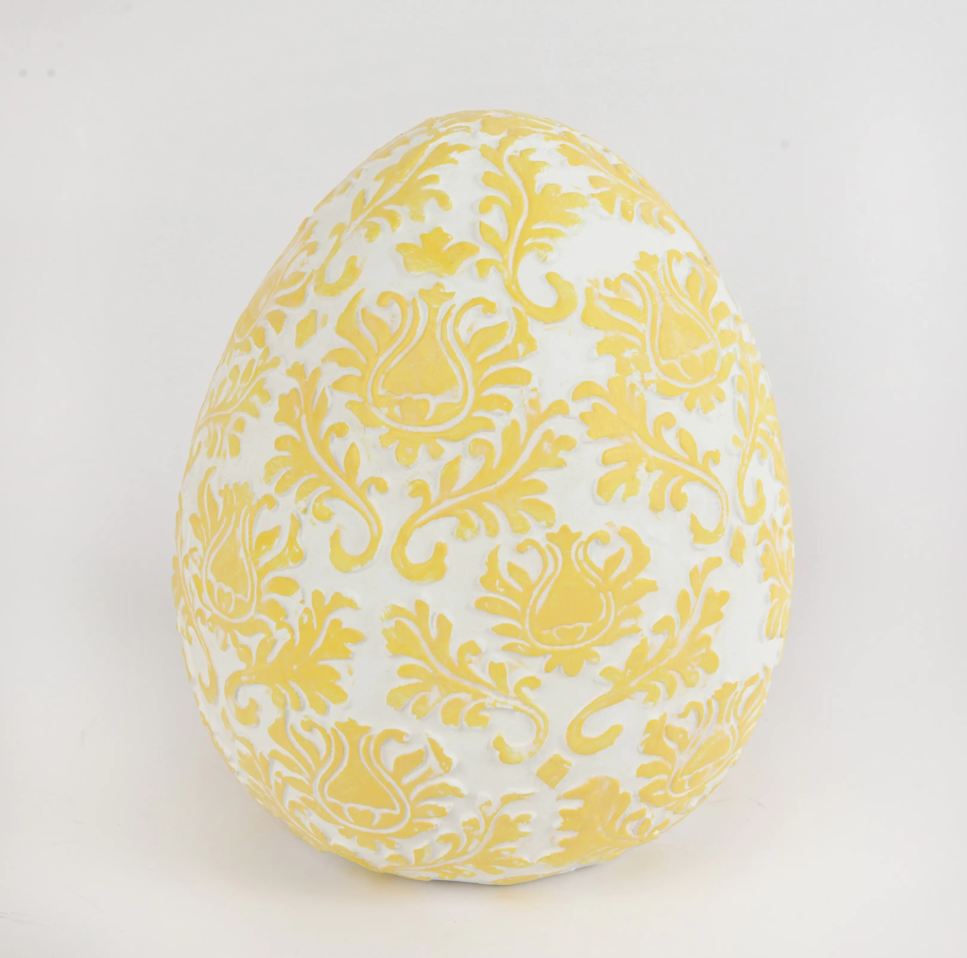 TrendLine Deko-Osterei Polyresin 17 cm weiß-gelb