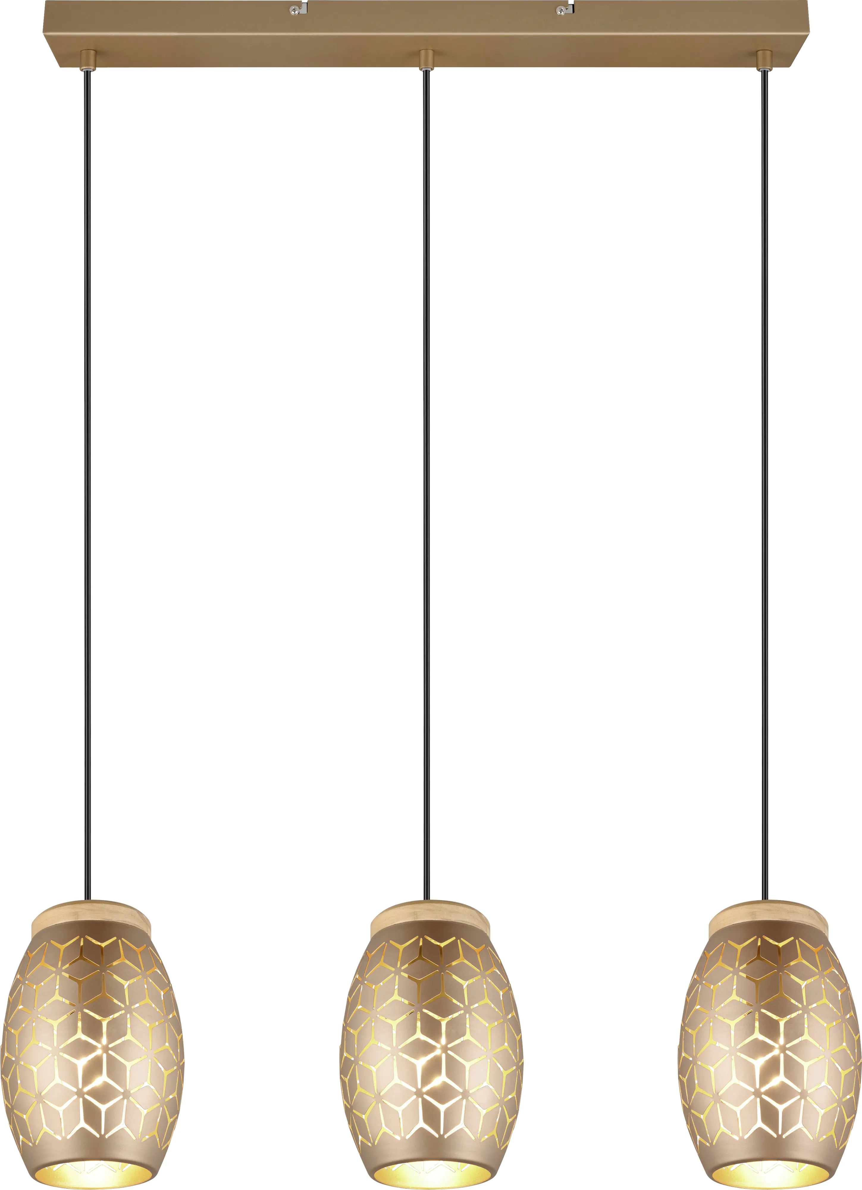 Trio Leuchten Pendelleuchte Bidar 3xE27, beige, Metall Trio Leuchten Pendelleuchte Bidar 3xE27, beige, Metall