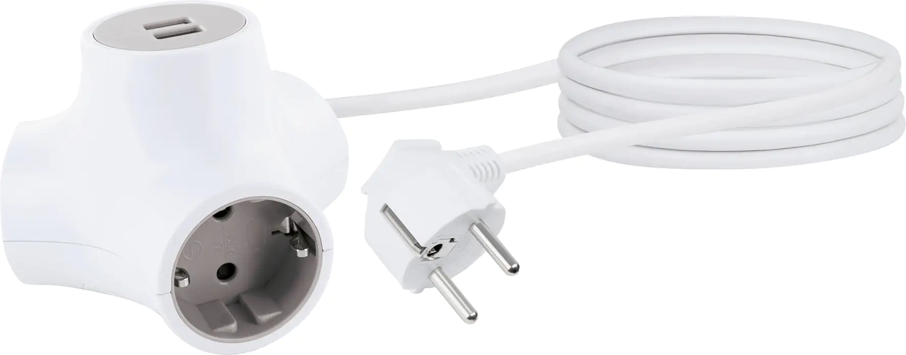 Schwaiger Y-Steckdosen-verteiler, 3-fach+2 3x Haushaltsstecker Typ F, 2x USB