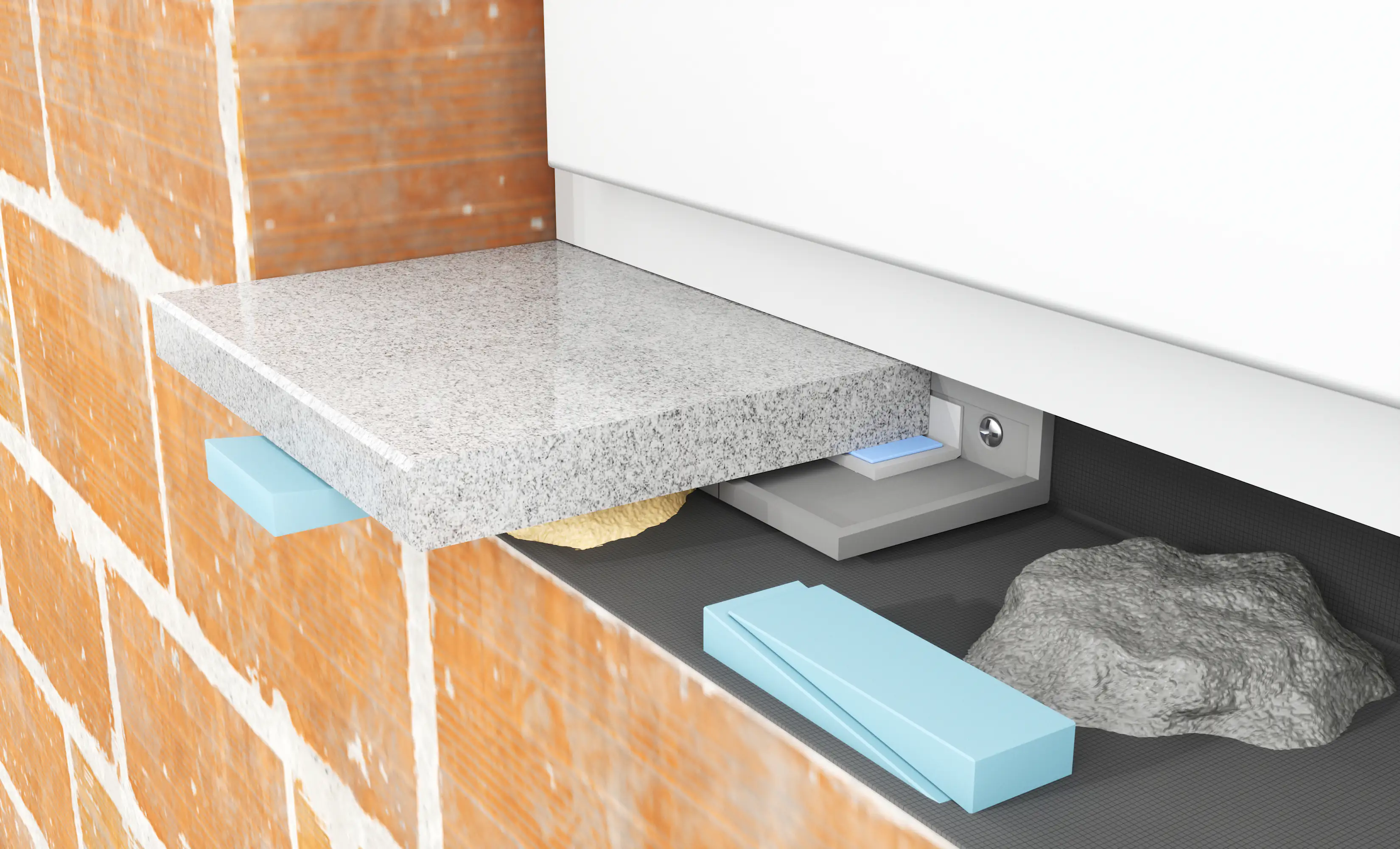 Wigastone Fensterbank Einbauhilfeset für Innen