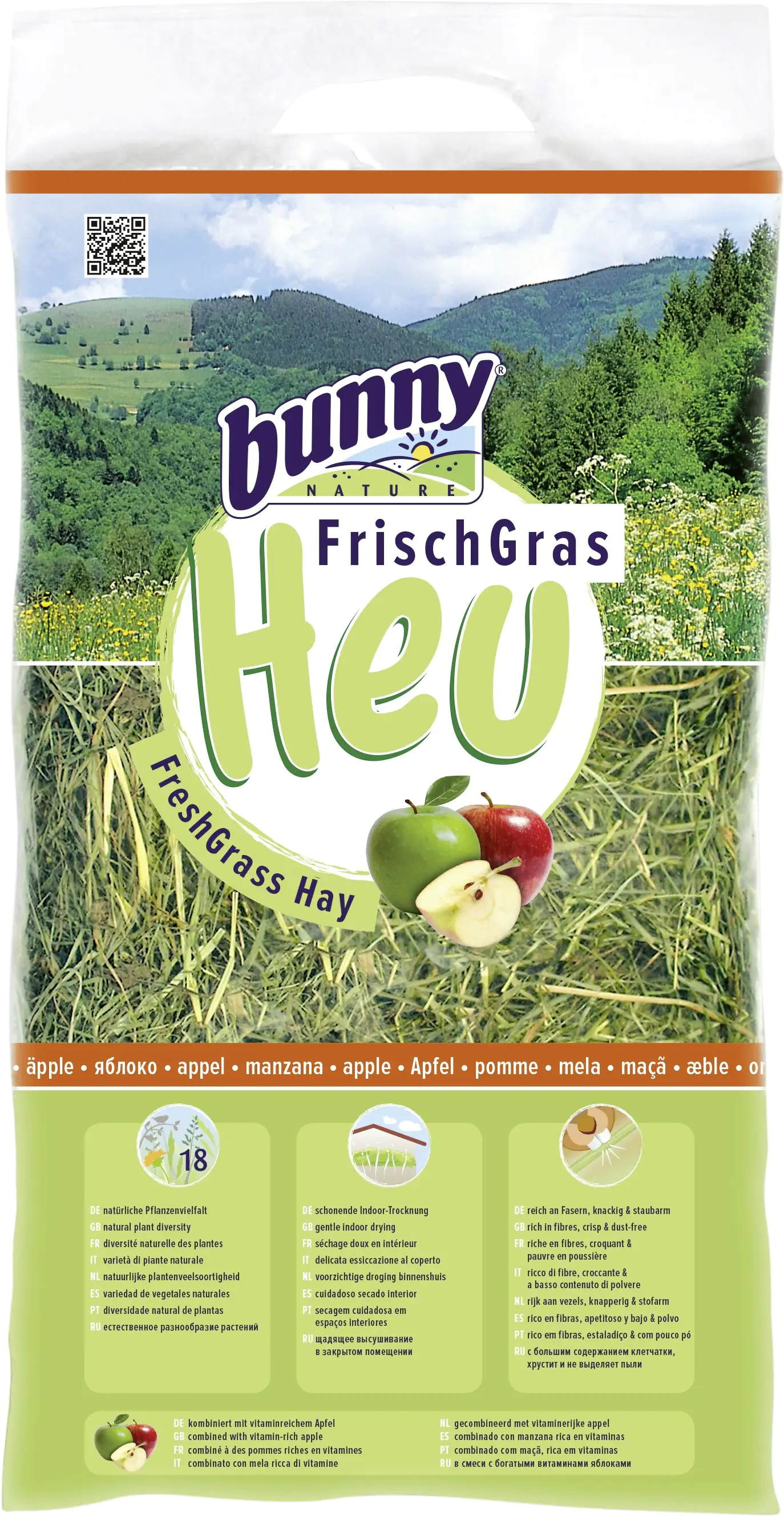 bunny FrischGras Heu Apfel 500 g