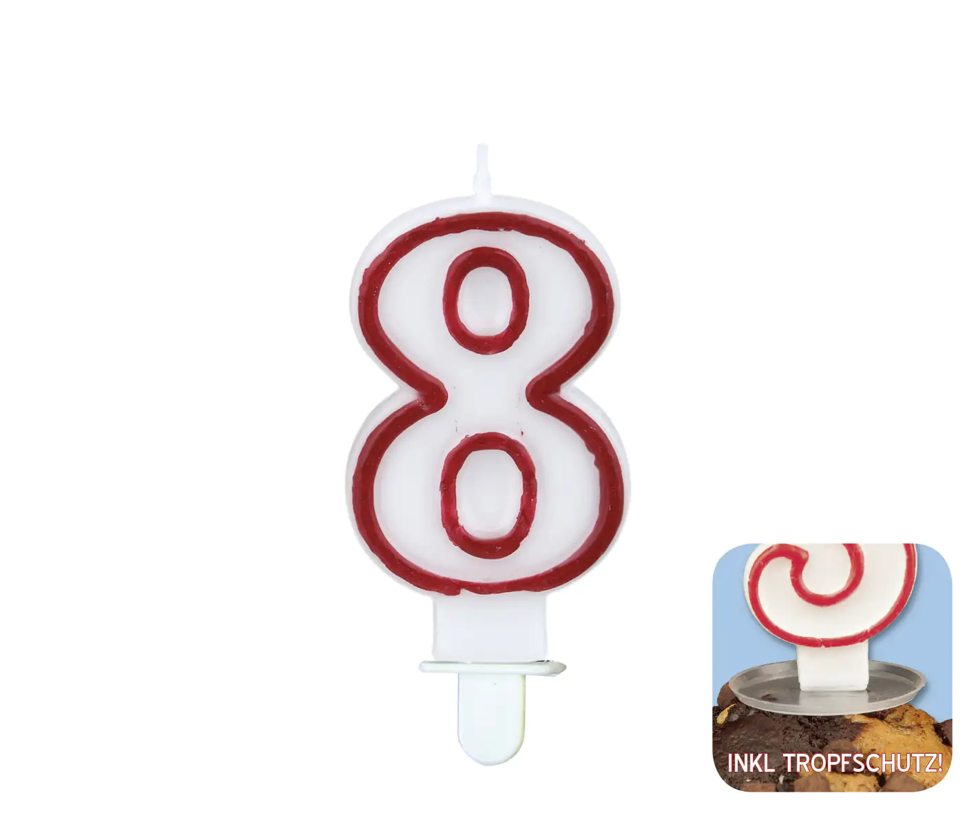 TIB Heyne Zahlengeburtstagskerze Zahl 8 1 Stück