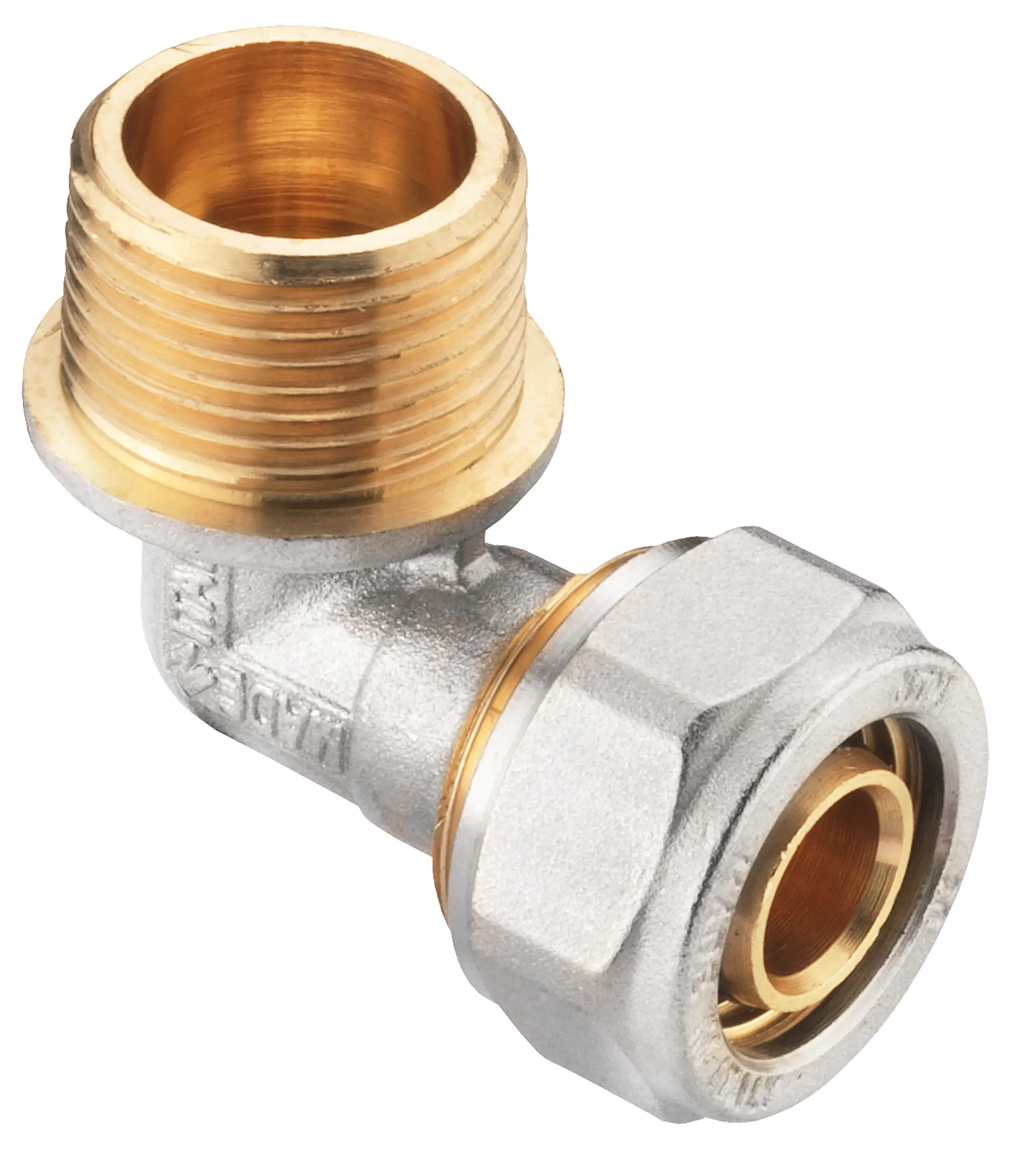 4035300819942 Cornat Schraub-Winkel 90° komplett ø 26 mm 1" AG Messing vernickelt