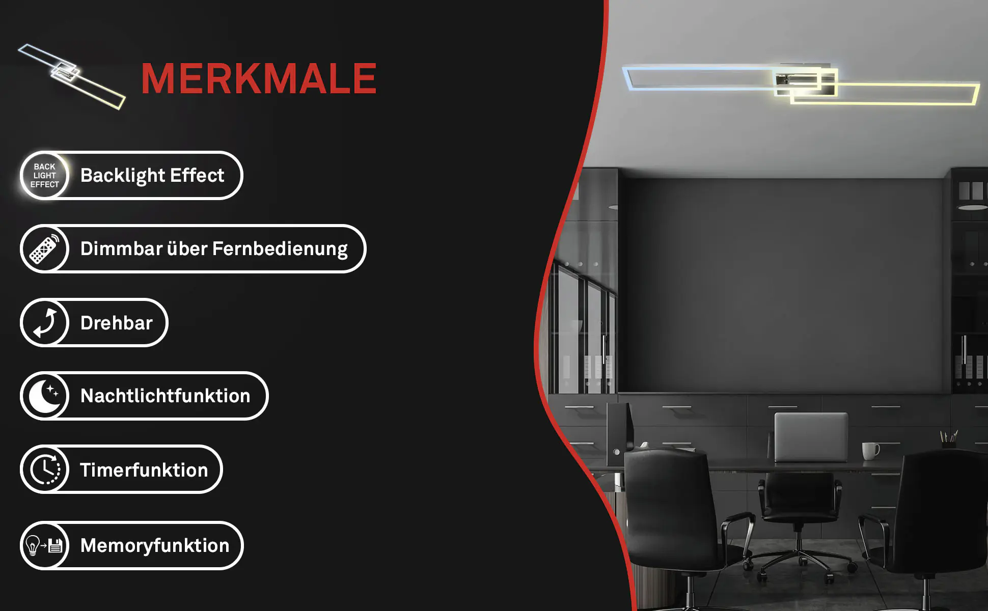 Briloner LED-Deckenleuchte Frame chrom 110 x 24,8 cm CCT dimmbar