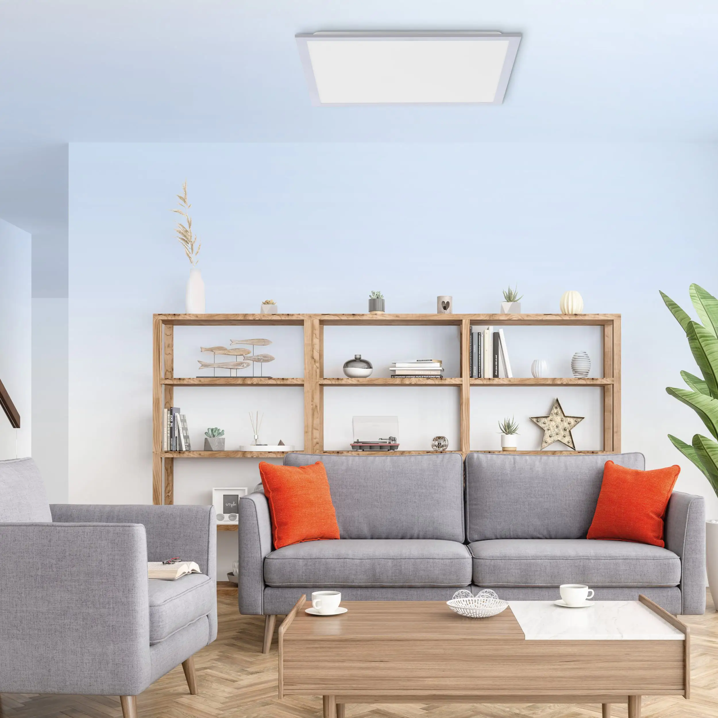 4043689964597_3 JustLight LED Deckenleuchte Flat silber 45,5 x 45,5 cm dimmbar