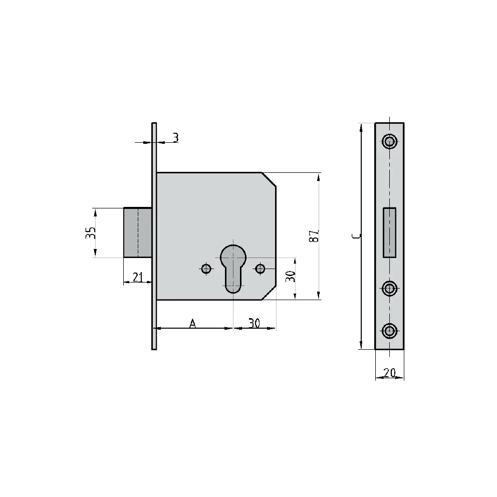 Basi Einsteckschloss ES 964 PZW rechts / links
