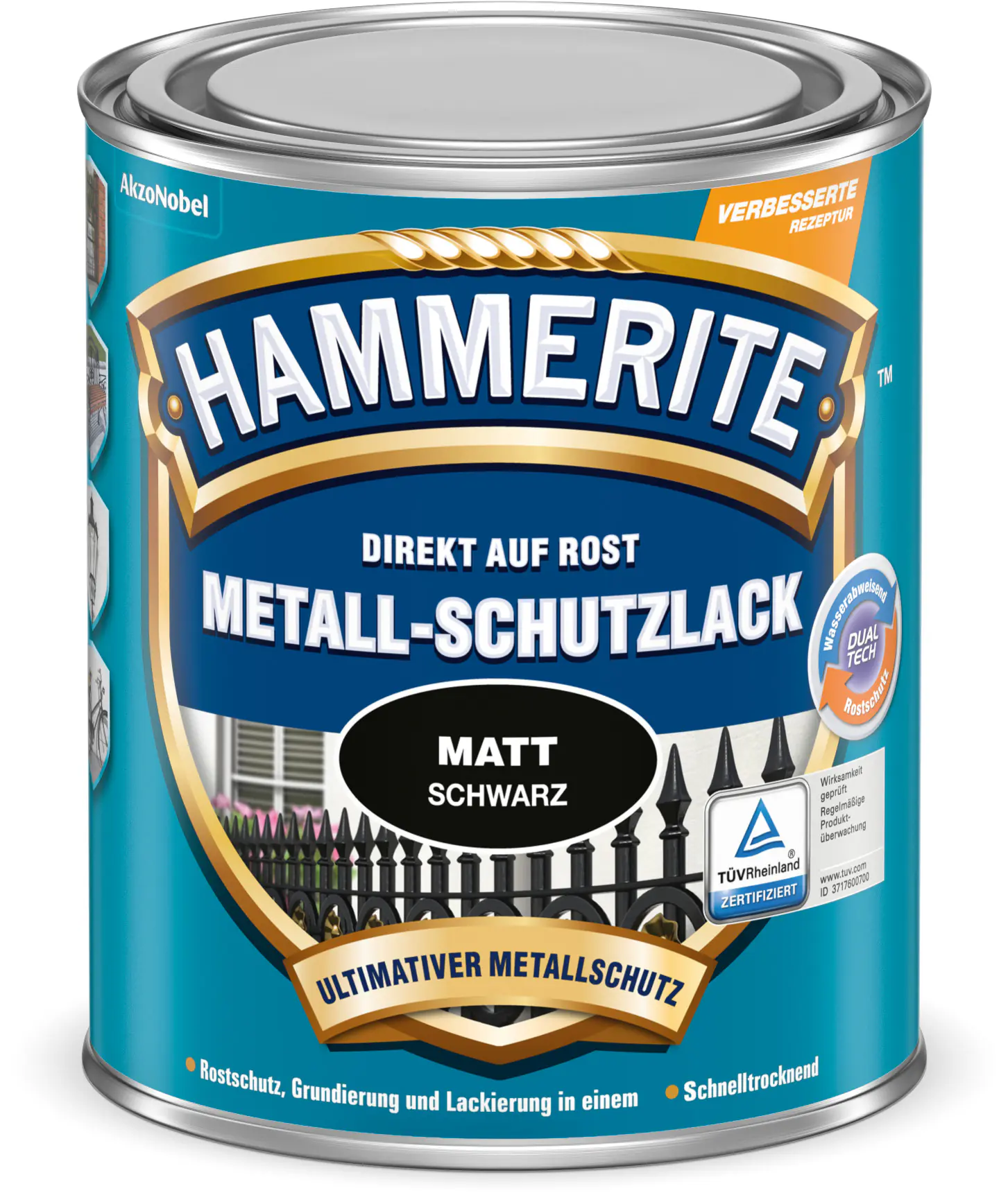 Hammerite Metall-Schutzlack 250 ml schwarz matt