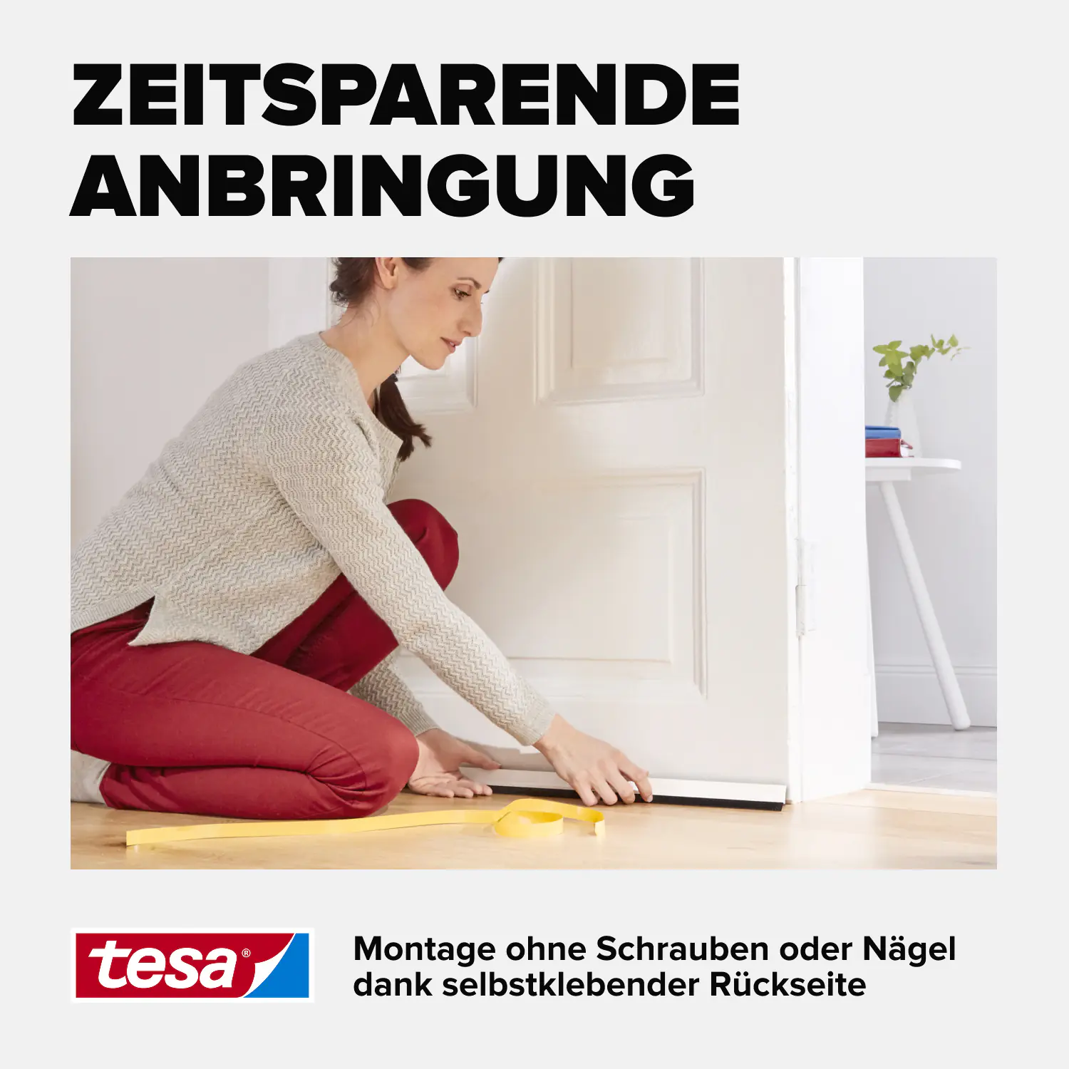 tesa Moll Türdichtschiene weiß, für Textilböden, für Spalten bis 15 mm