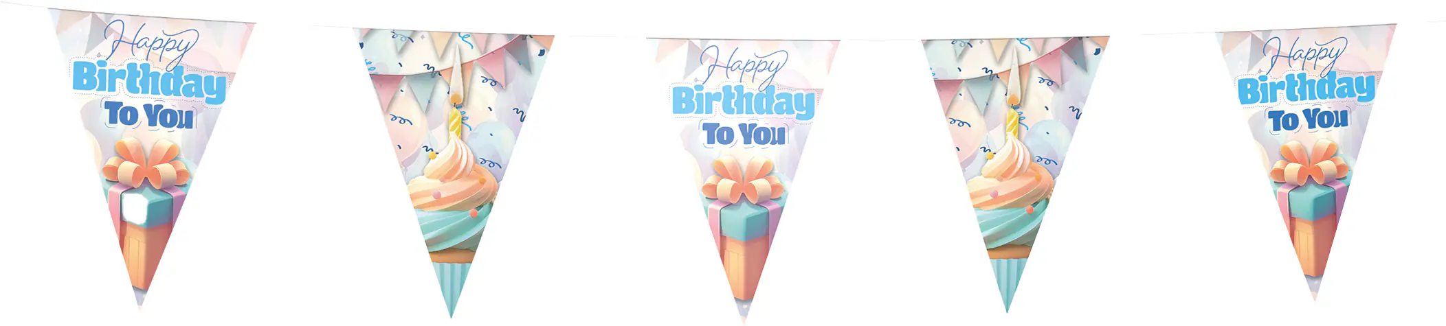 Wimpelkette Happy Birthday pastel 4-5 m 1 Stück