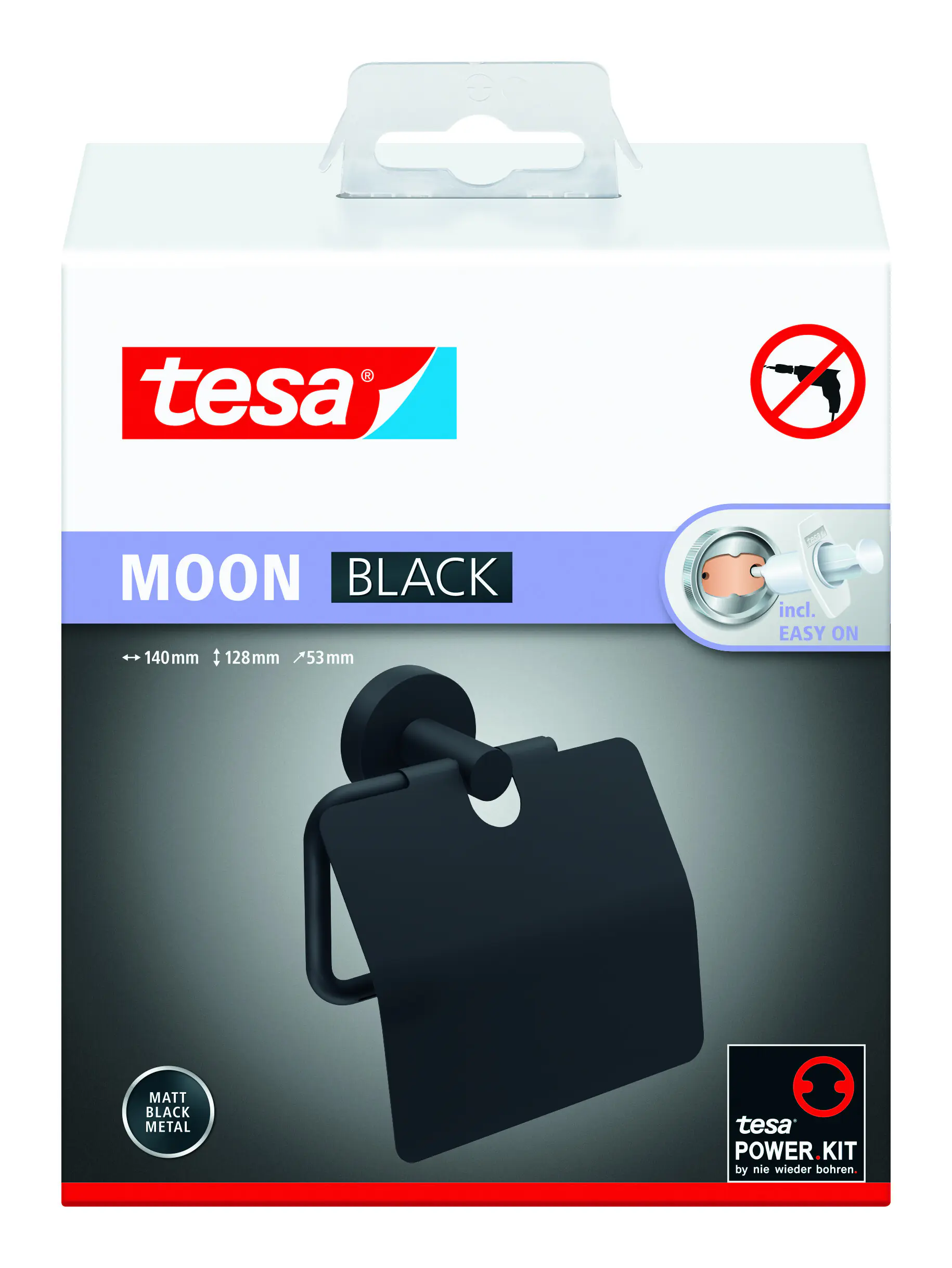 tesa Toilettenpapierhalter Moon mit Deckel schwarz