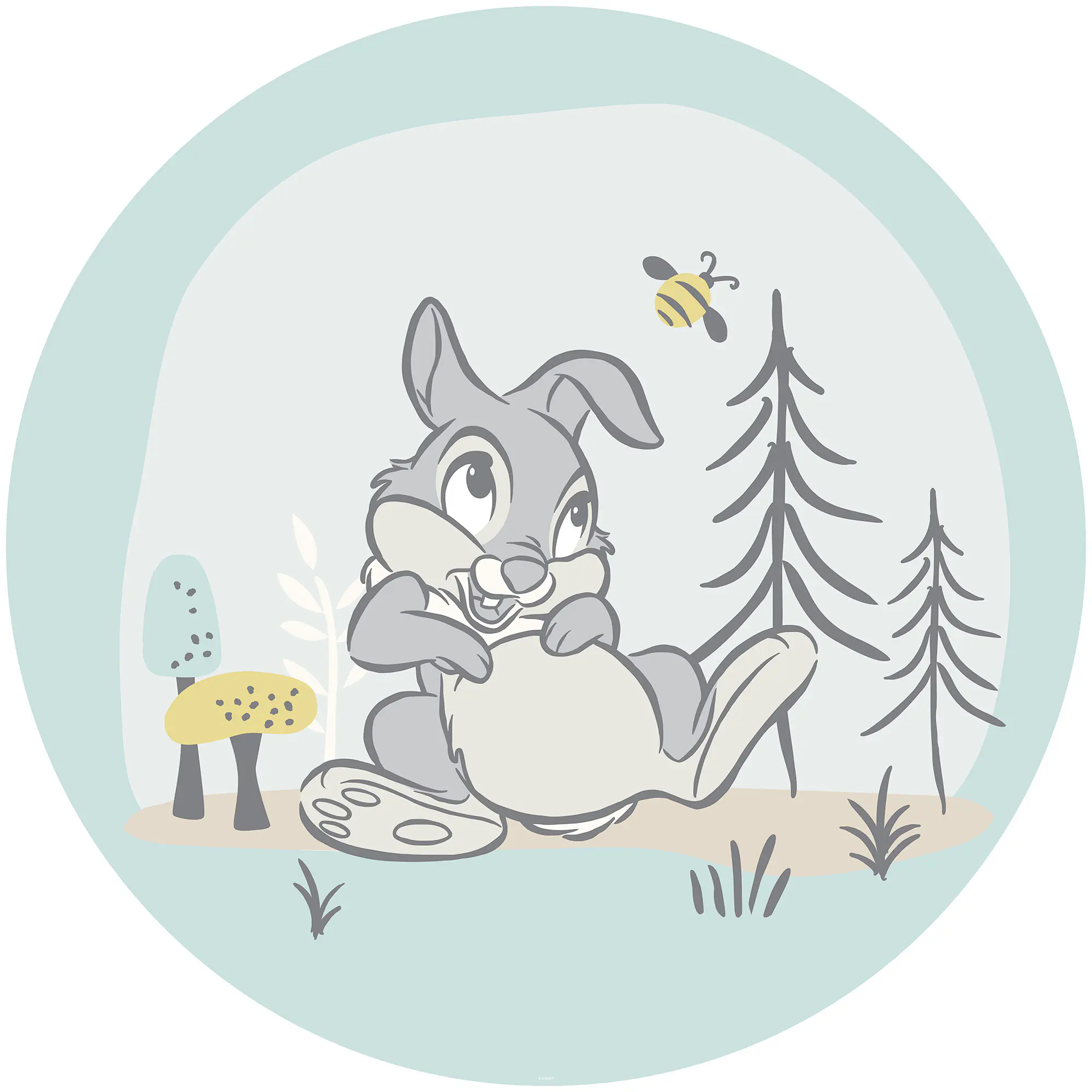 Komar Vlies Fototapete Dot Bambi Thumper Ø 128 cm, selbstklebend