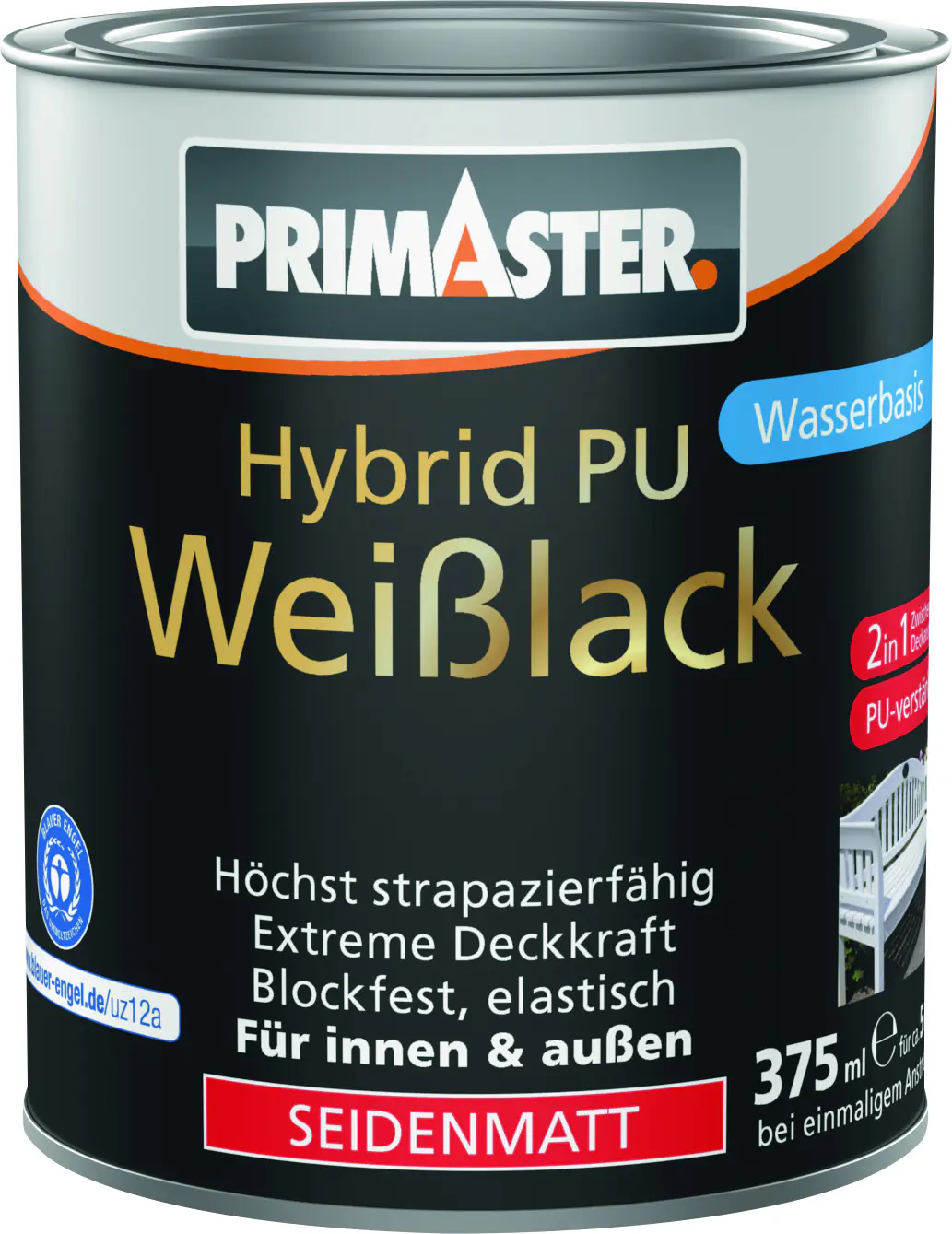 Primaster Hybrid PU-Weißlack weiß seidenmatt 375 ml