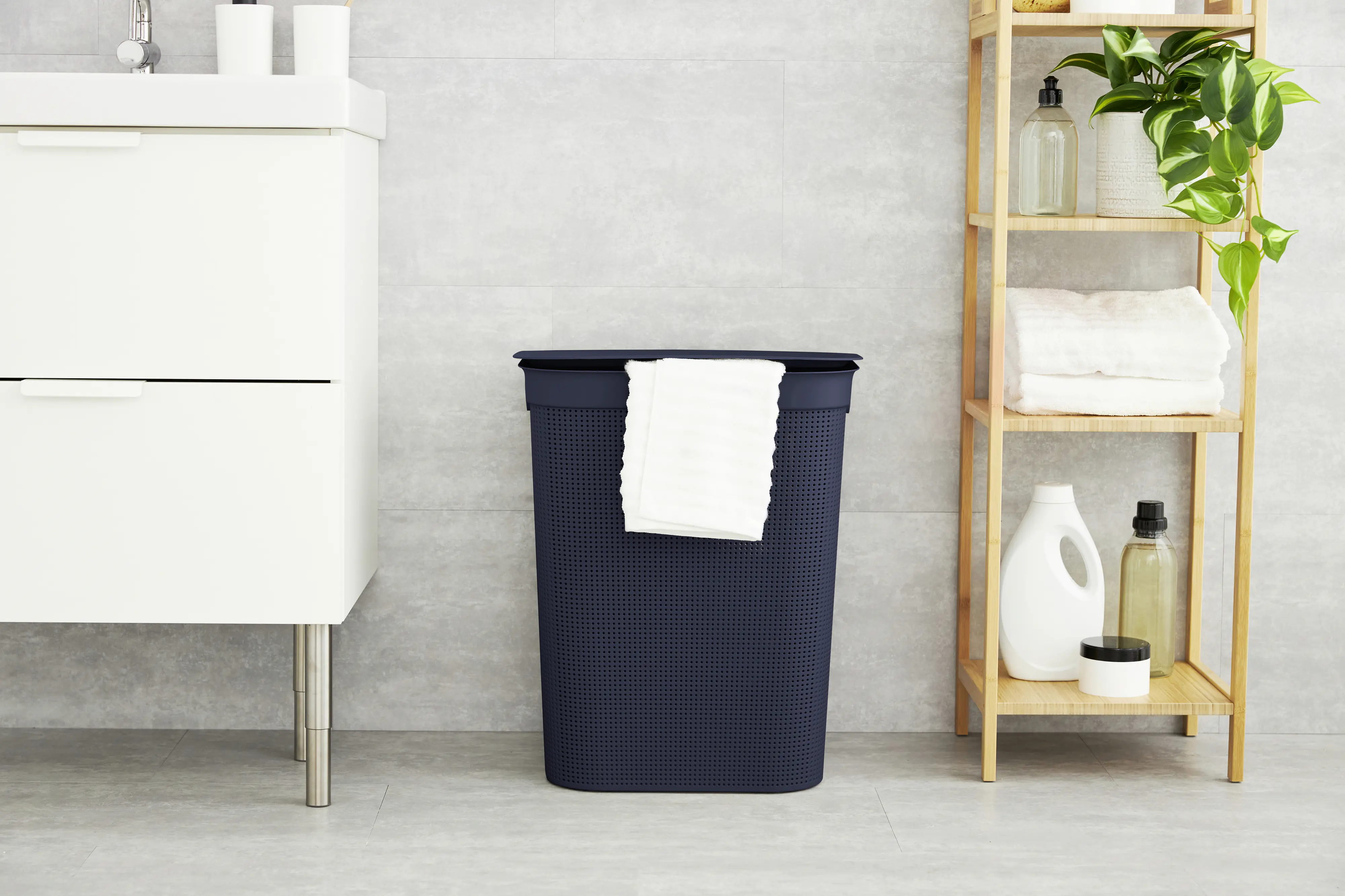 Rotho Wäschesammler Brisen, 50 l midnight blau