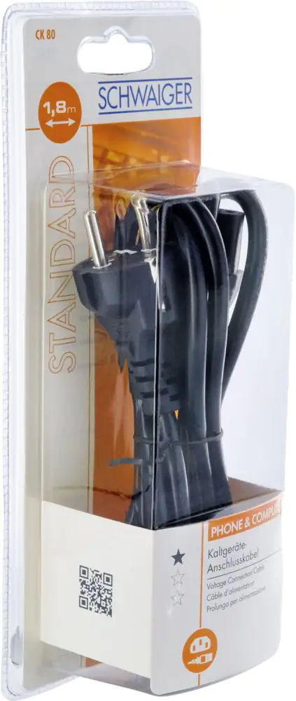 Schwaiger Stromversorgungskabel CK80 531 schwarz, 1,8m, 1x Kaltgerätebuchse / 1x Haushaltsstecker Schwaiger Stromversorgungskabel CK80 531 schwarz, 1,8m, 1x Kaltgerätebuchse / 1x Haushaltsstecker