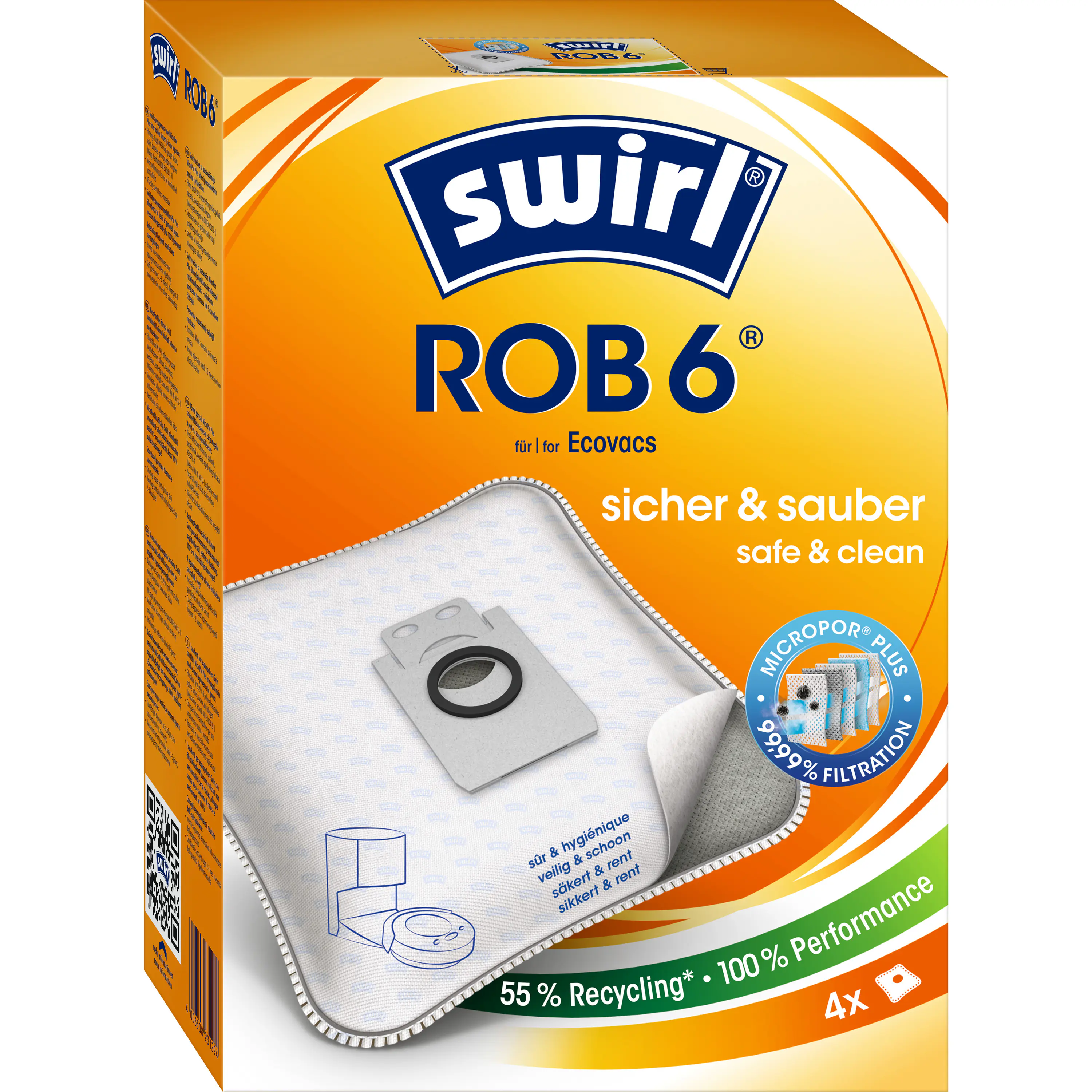 Swirl ROB 6 EcoPor Staubsaugerbeutel 4 Staubbeutel