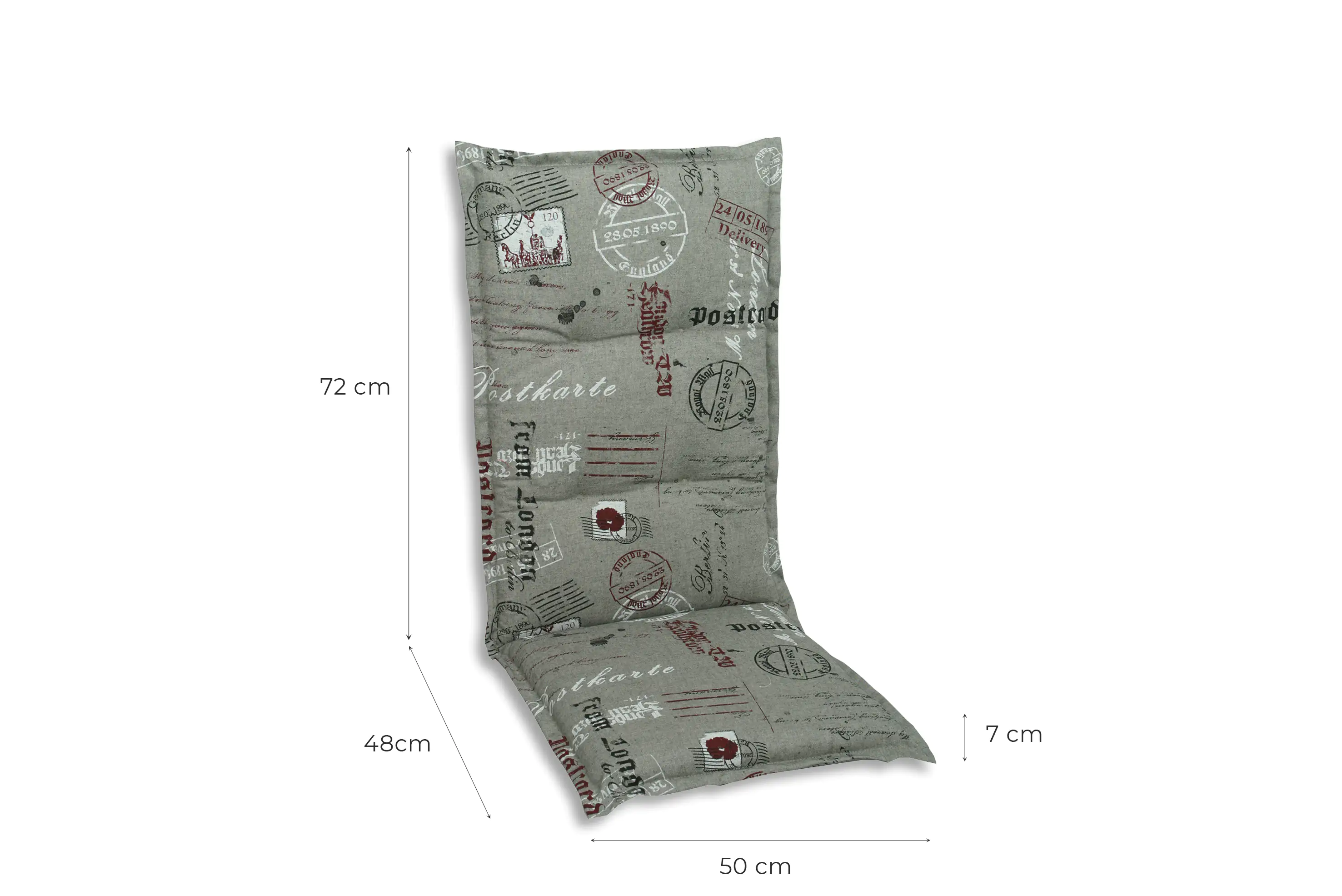 GO-DE Hochlehner-Auflage 120 x 50 x 7 cm, grau, rot GO-DE Hochlehner-Auflage 120 x 50 x 7 cm, grau, rot