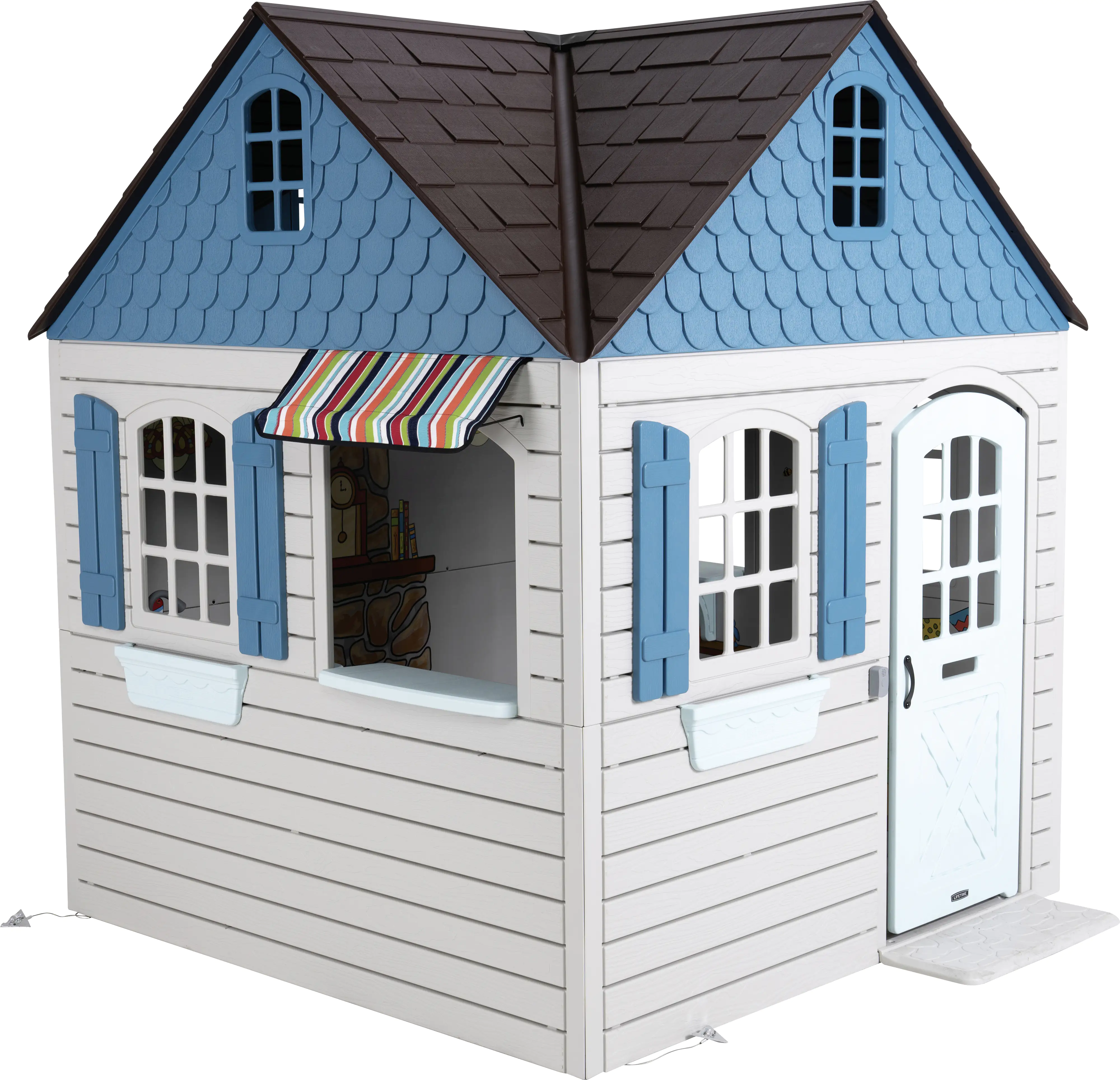 0081483820927 Lifetime Kinderspielhaus Flipper Gartenhaus Spielgerät lichtgrau blau 186 x 186 cm