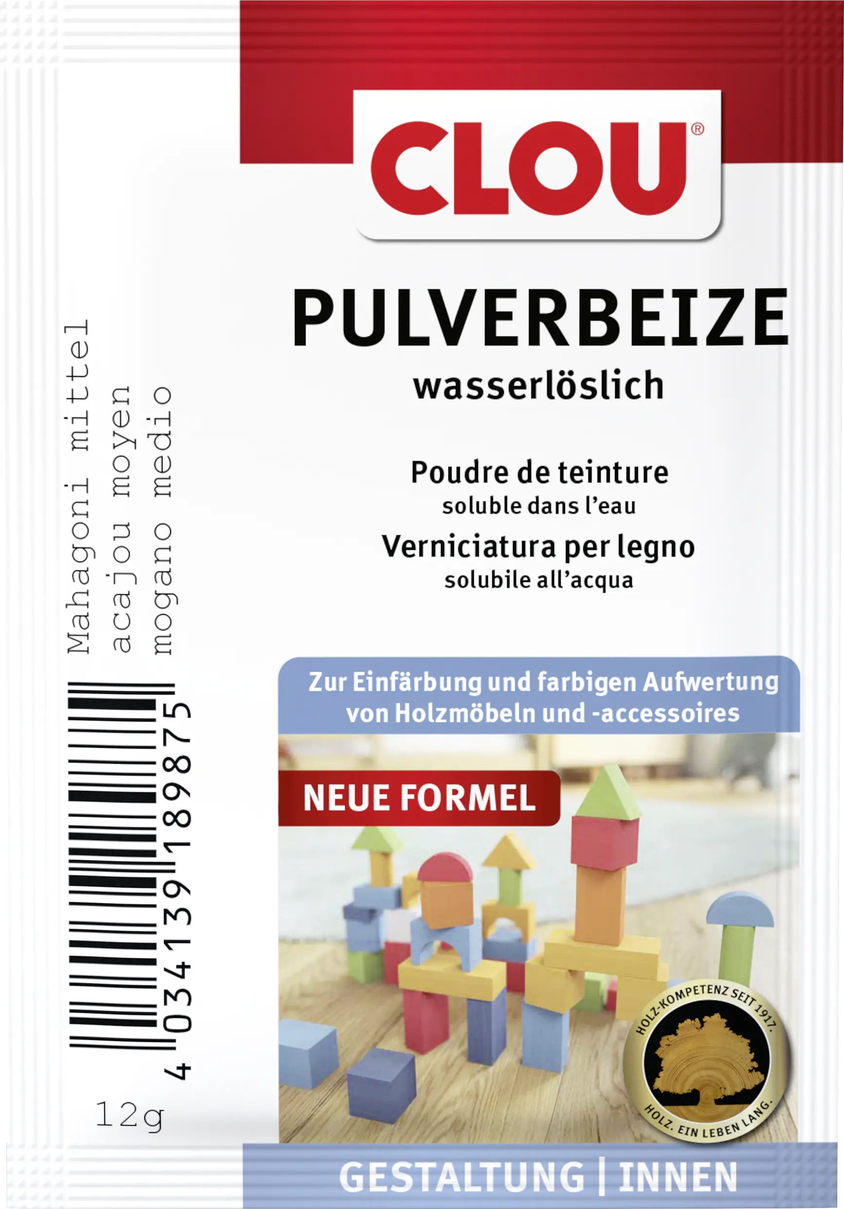 Clou Holzbeize 12 g mahagoni mittel