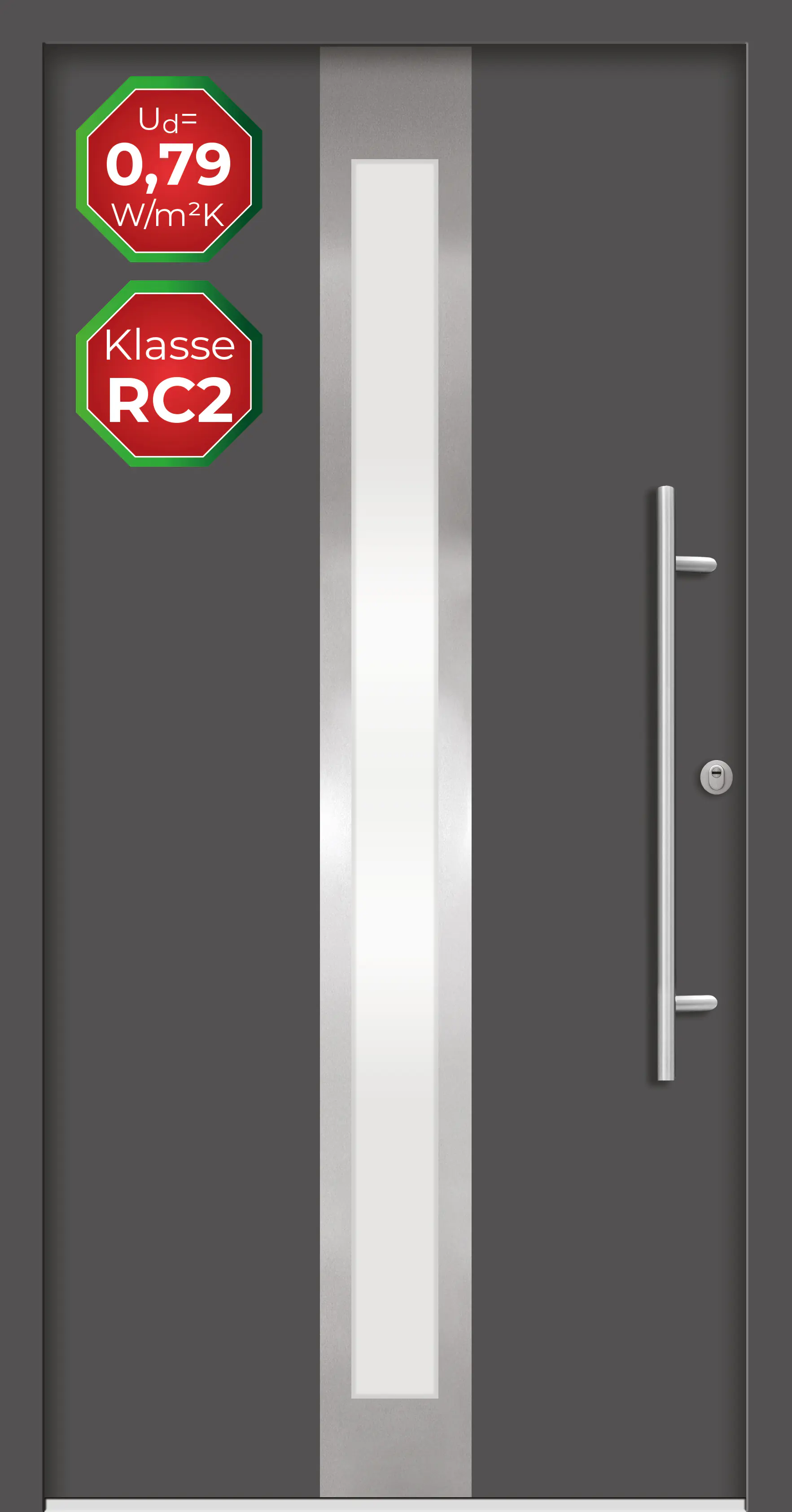 Splendoor Haustür Passivedoor Premium B01 RC2 Anthrazit DIN Rechts 110 x 210 cm