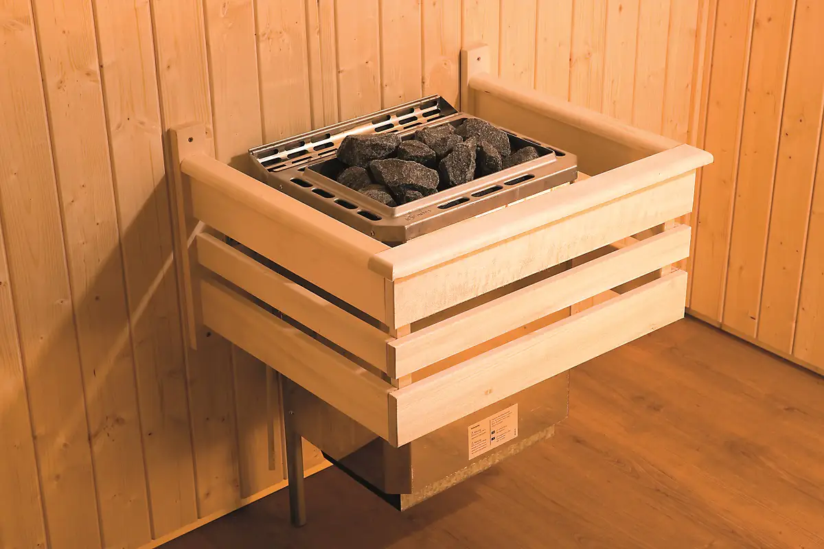 Weka Element-Ecksauna Varberg 3 mit Glastür und Fenster Weka Element-Ecksauna Varberg 3 mit Glastür und Fenster