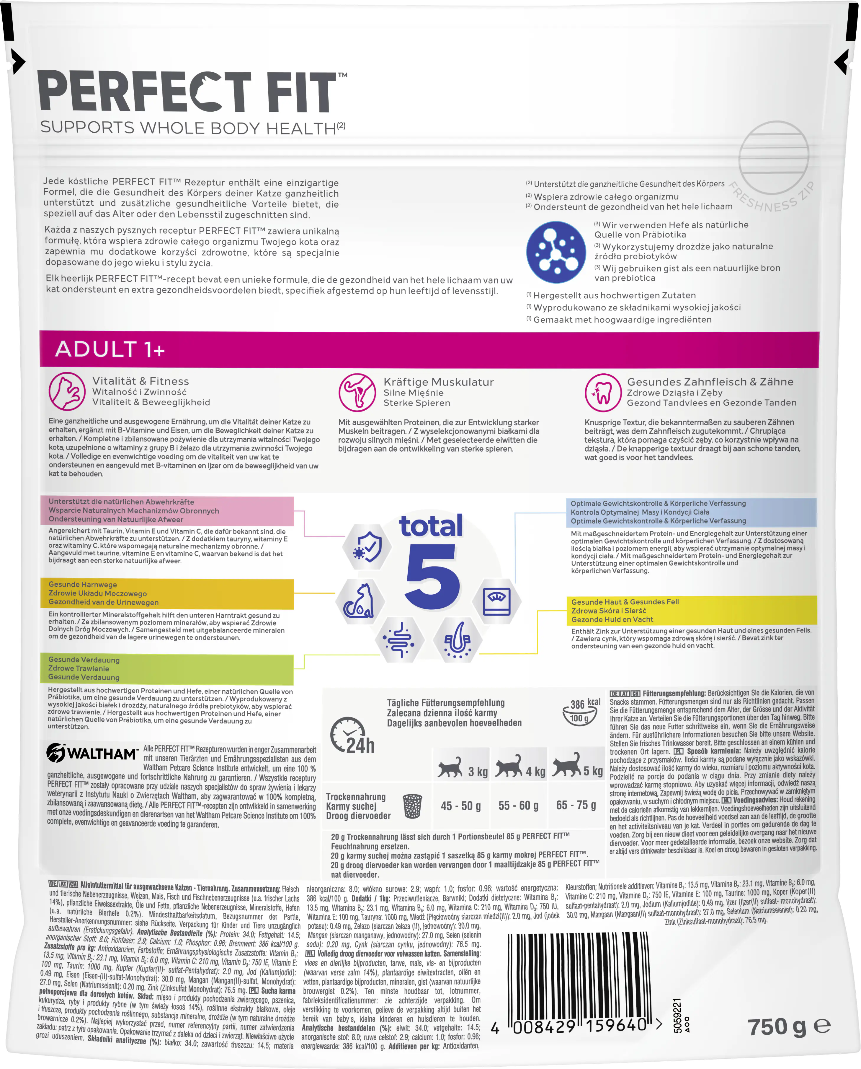 Perfect Fit Adult 1+ mit Lachs Katzenfutter 750g