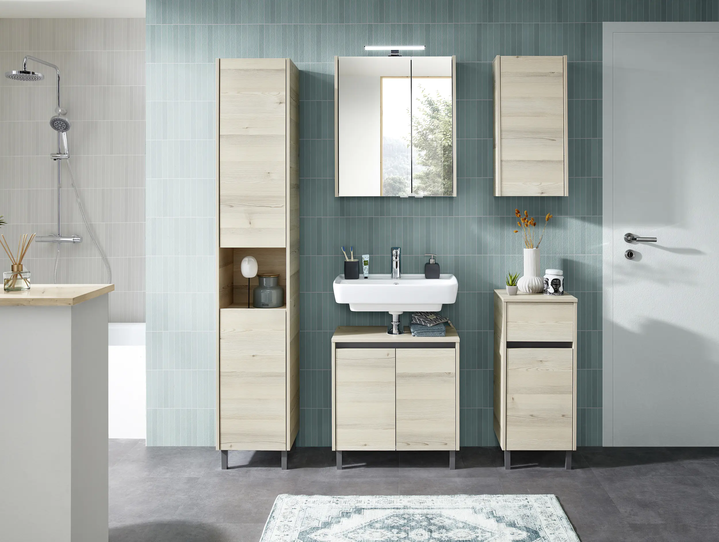 Pelipal Spiegelschrank Quickset 85-III LED-Aufsatzleuchte Polar Pinie 60 cm