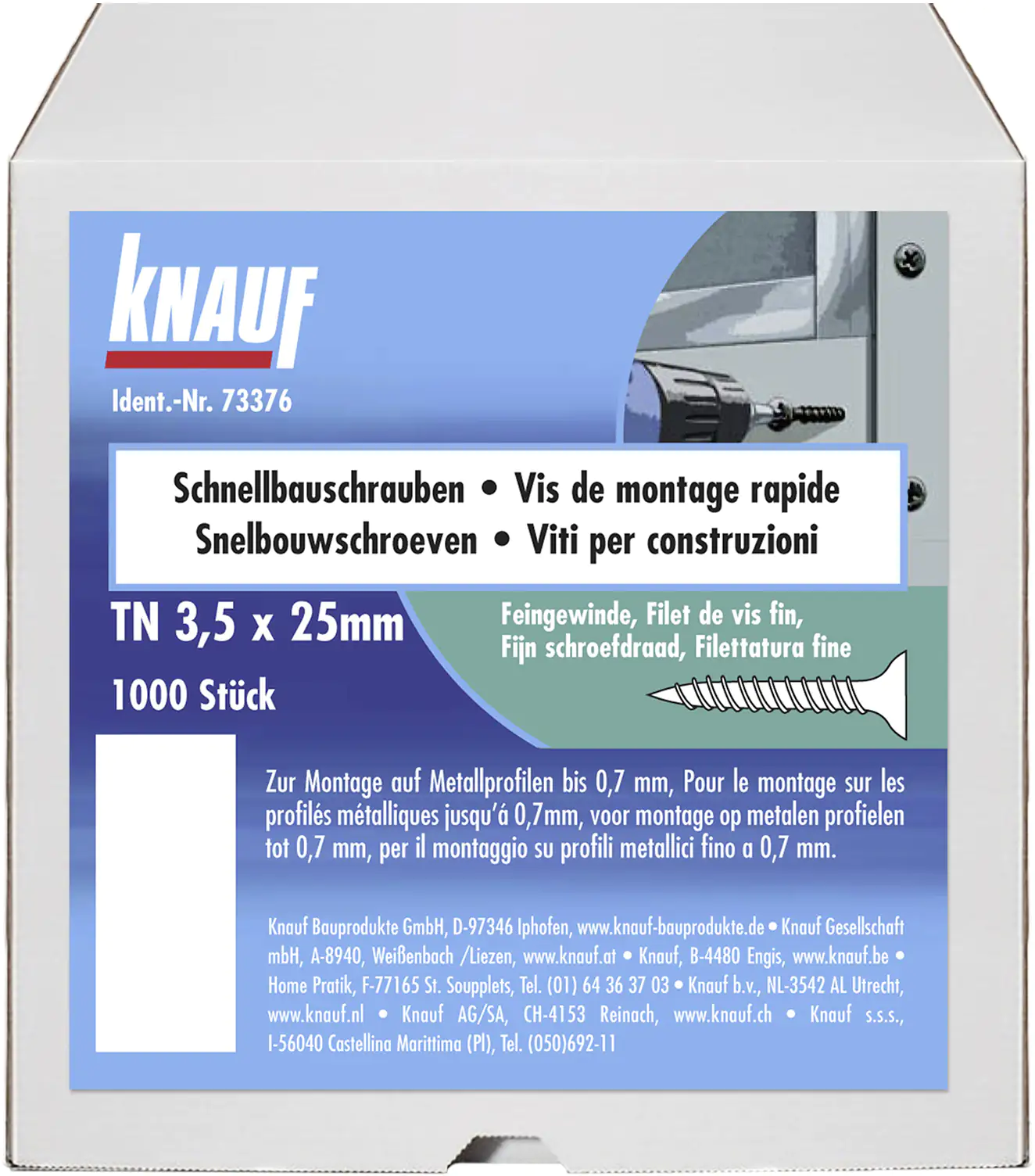 Knauf Schnellbauschrauben 3,5 x 25 mm, PH 1, 1000 Stück