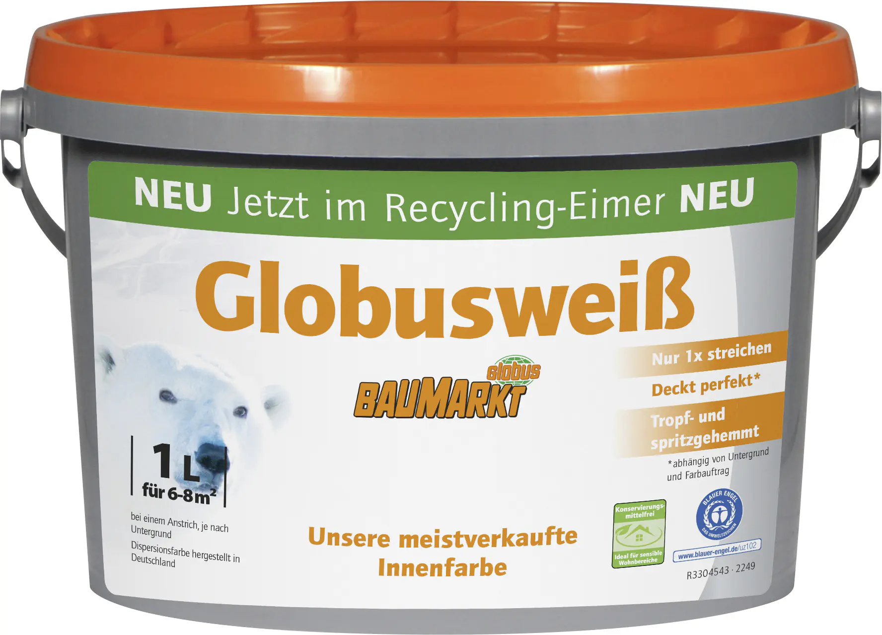 Globusweiß Wandfarbe matt 1 L konservierungsmittelfrei