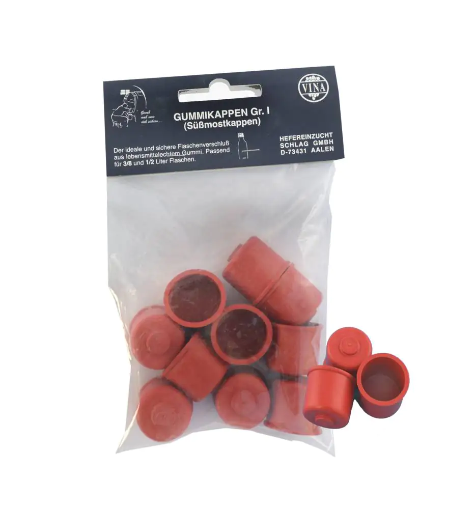 Süßmostkappen Gummikappen Gr.1 ohne Loch Ø 24 mm 10 Stk 10 Stück, Ø 2,4 cm