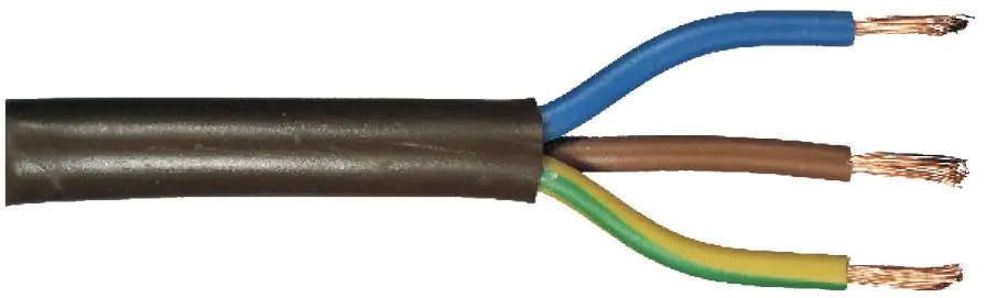 Schlauchleitung H05VV-F 3 x 1,5 - 1 Meter, braun