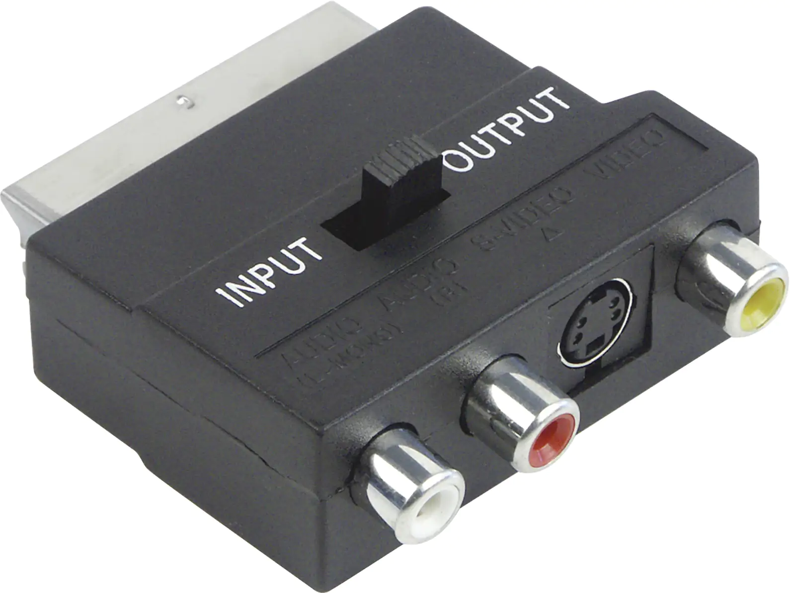 Schwaiger Scart Adapter SCA7320 531 schwarz, 3x Cinch + 1x S-VHS / 1x Scart IN/OUT