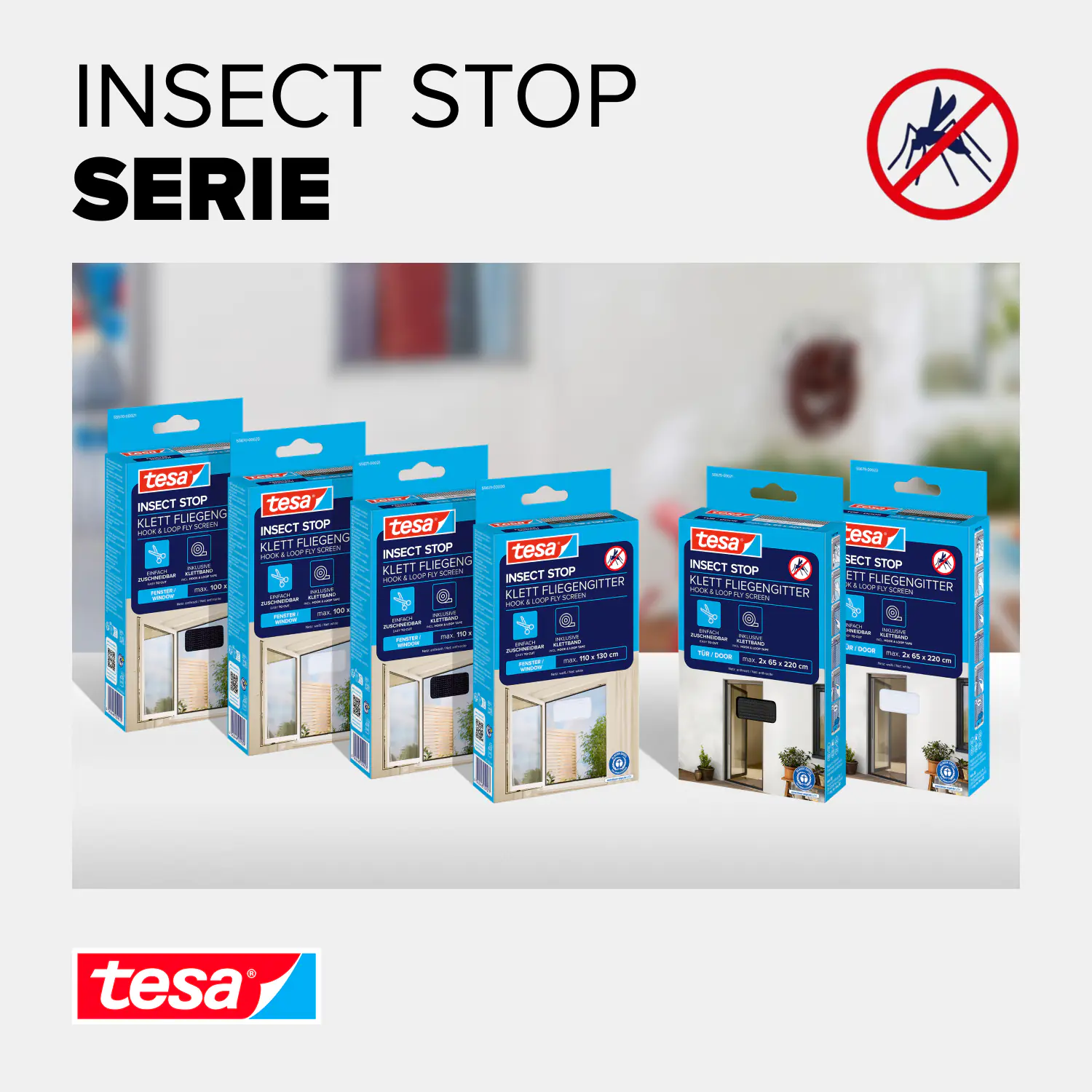 tesa Fliegengitter 100 x 100 cm anthrazit individuell kürzbar