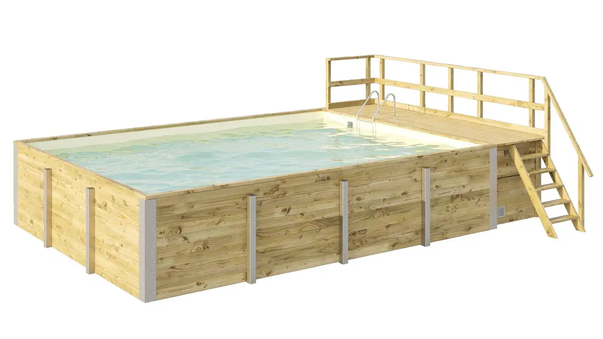 Weka Massivholzpool-Set Sand 595 Gr. 2 636 x 400 x 116 cm inkl. Sandfilteranlage